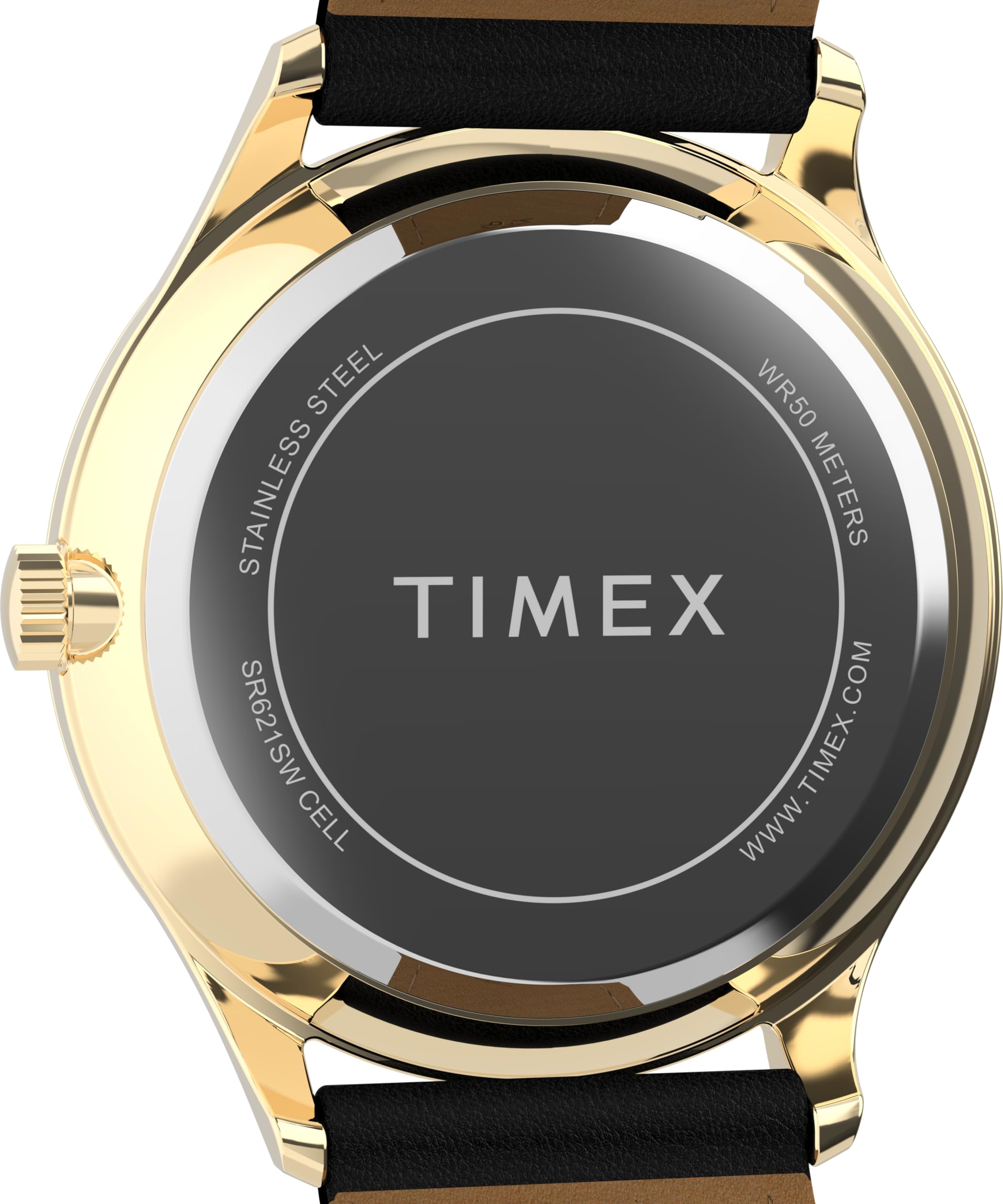 Timex Easy Reader Zegarek męski 40 mm – czarny skórzany pasek z białą tarczą i złotą kopertą TW2W68500