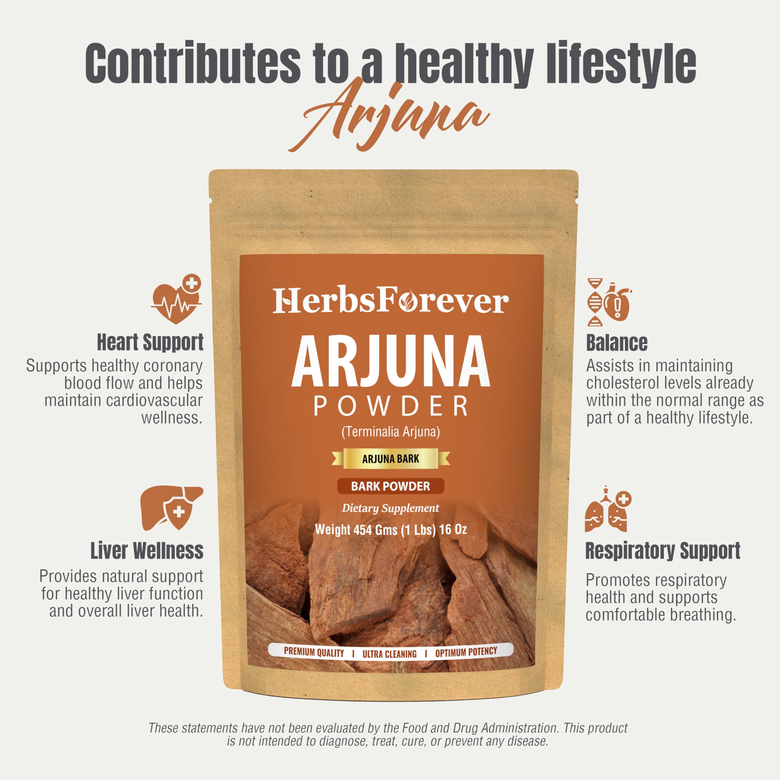 Herbsforever Terminalia Arjuna Bark Powder -Heart Strong & Cardik Rejuvenating Tonic, Wild Harvested -Non GMO, Vegan-2X Potency | Ultra Clean |NO Sand & Mud| Steam Sterilized|16oz-1LBS|BPA Free — Amazon image 6