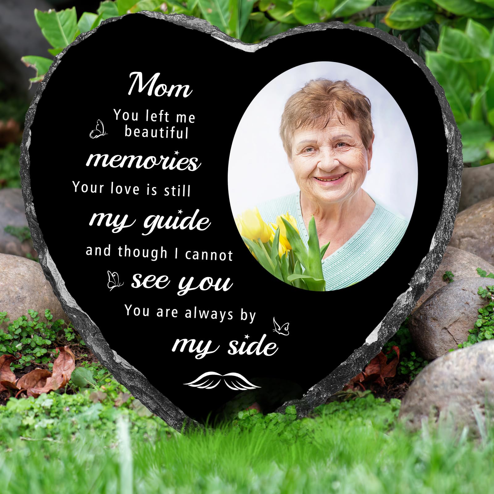 Skyeasure Regalo commemorativo per la perdita della mamma, cornice commemorativa personalizzata, regalo di simpatia per la perdita della madre, pietre commemorative umane regali per lutto regali di