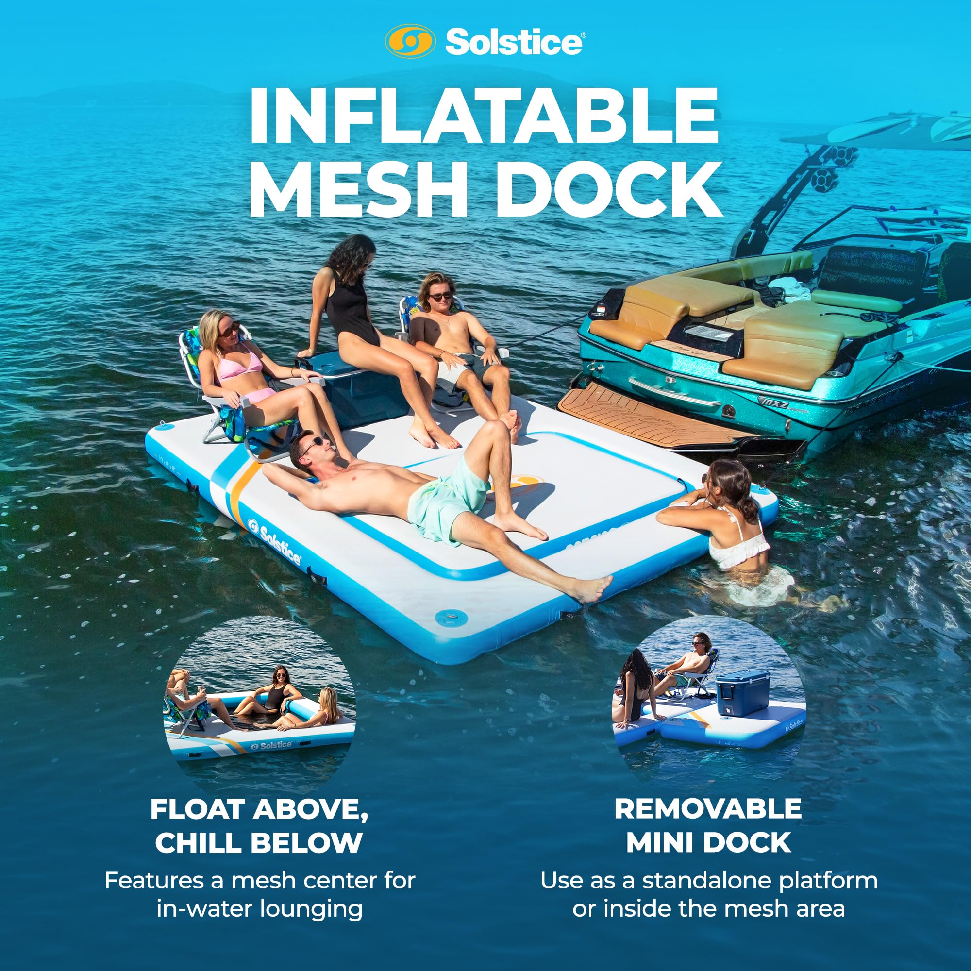 Snapklik.com : SOLSTICE 8-Person Rectangle Mesh Inflatable Dock ...