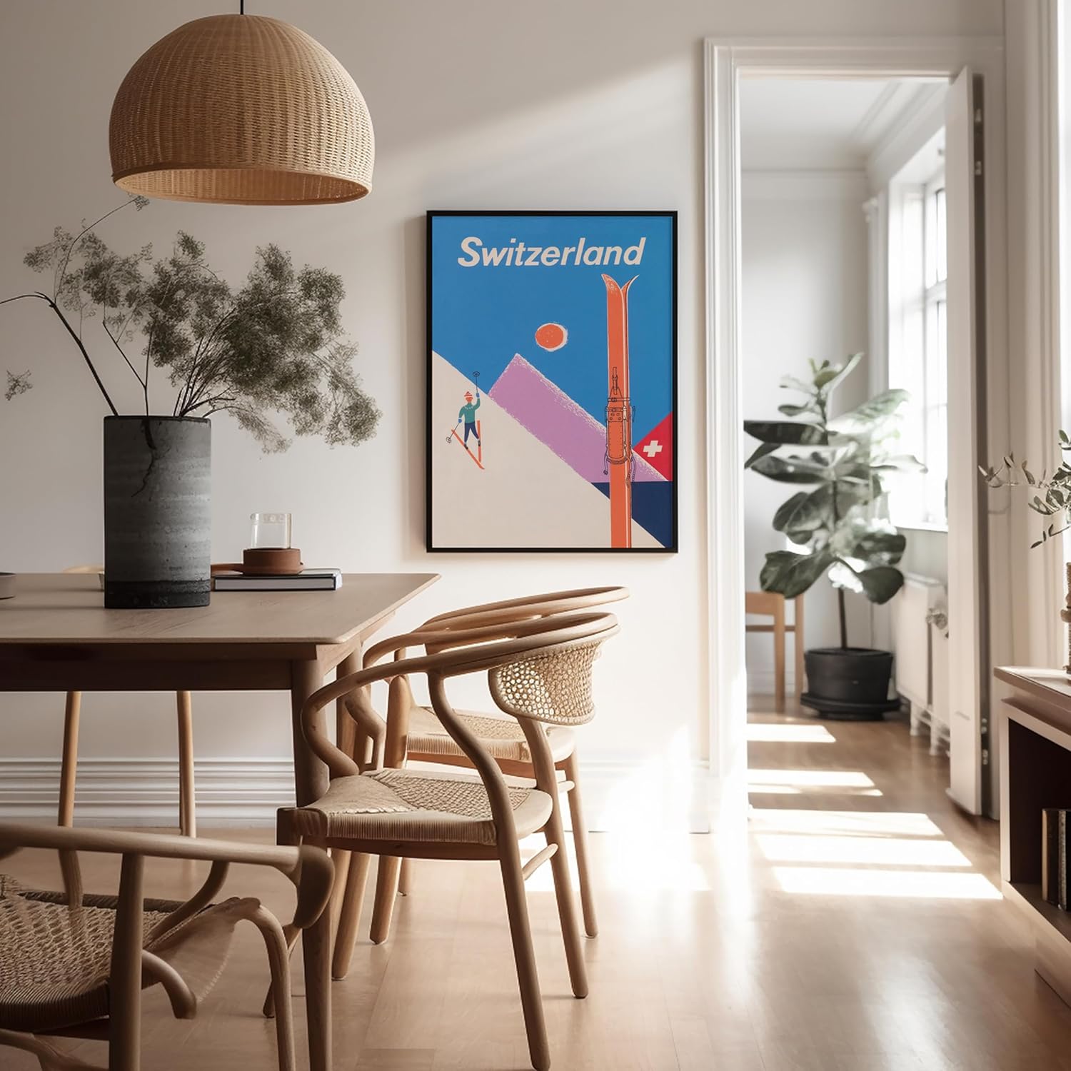 Poster Master Switzerland Print - Vintage Ski Poster - Switzerland Wall Art - Ski Print - Retro Wall Decor - Great Wall Decor Gift for Home, Office, Living Room, 24x32 Unframed Wall Art