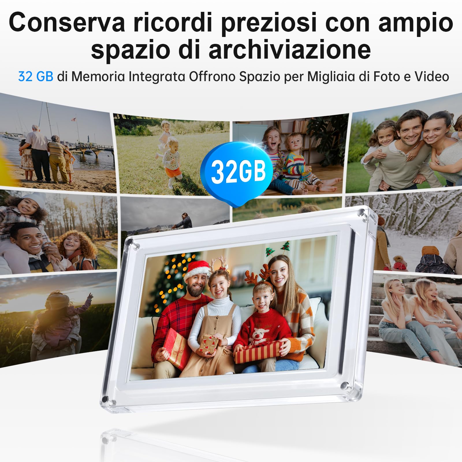 Cornice Digitale Foto, Rollei Smart Frame WiFi 109 10,1 Frameo Portafoto Digitale 32GB 1280x800 Schermo Tattile IPS Condivisione Istantanea di Foto e Video Acrilico Cornice-Digitale-Foto-Frameo-WiFi