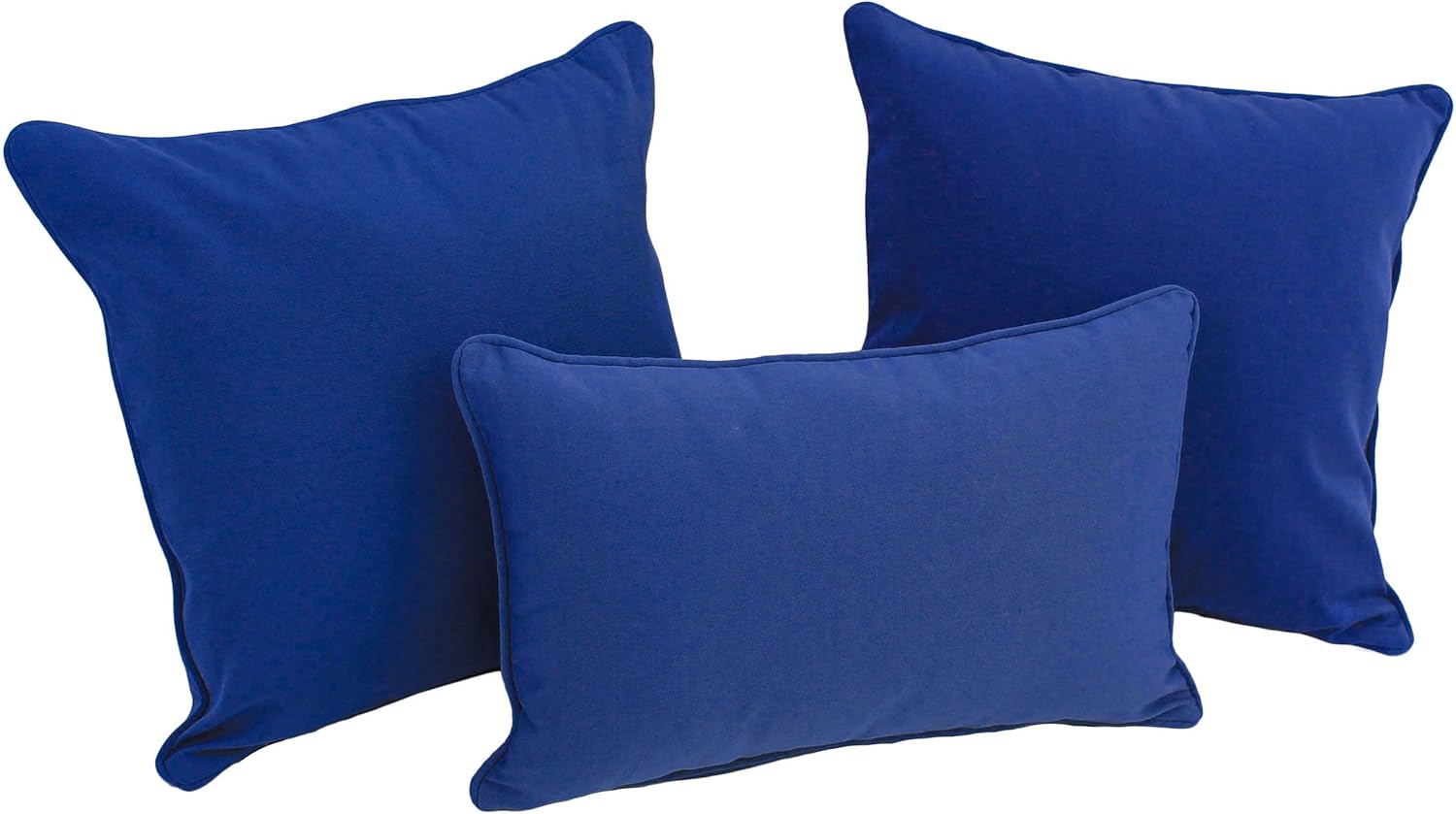 Blazing Needles Corded Twill Throw Pillow Set, Royal Blue 3 Count