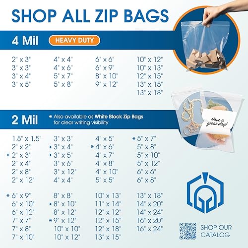 Miniatura 7 de Spartan Industrial - Bolsas de polietileno de plástico transparente con cierre de cremallera de 12 x 15 pulgadas (100 unidades) de 4 mil de grosor