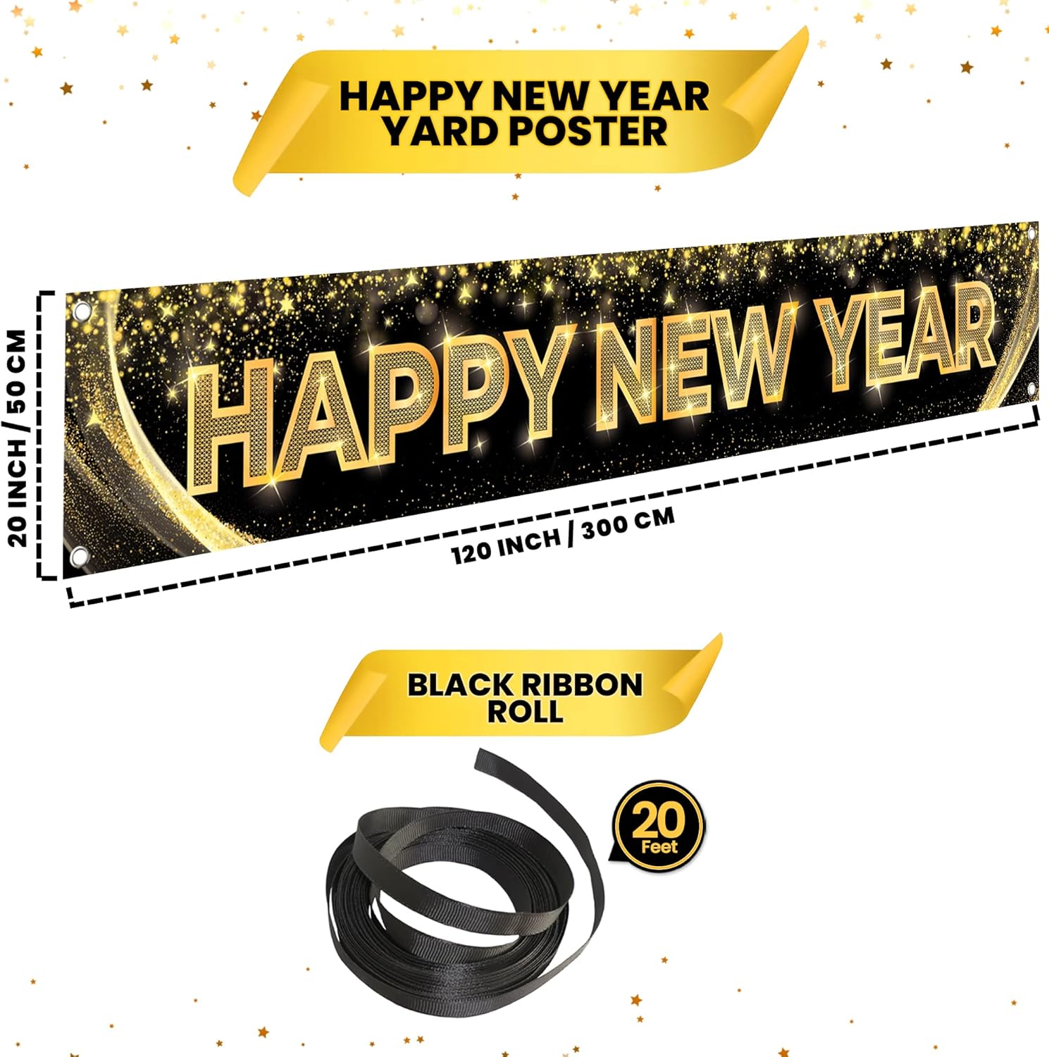 KatchOn, Pack of 3, Happy New Year Banner 2026 | New Years Decorations 2026 with Happy New Year Door Banner for New Years Decorations 2026 | Nye Party Supplies