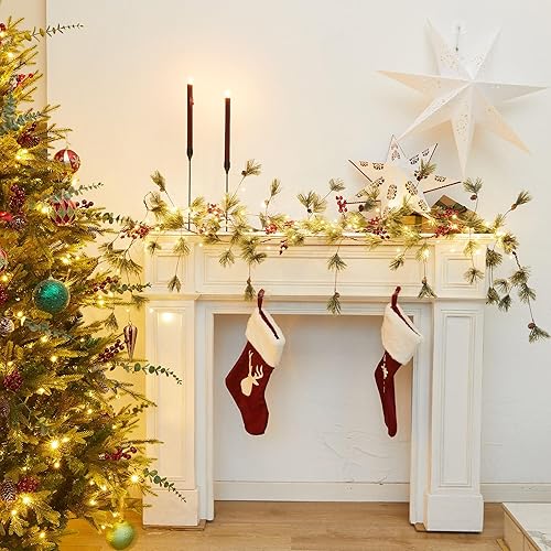 Miniatura 2 de MISSPIN Guirnalda de eucalipto con flores, 16 hermosas flores, decoración de guirnalda de eucalipto artificial y rosas, guirnalda floral para