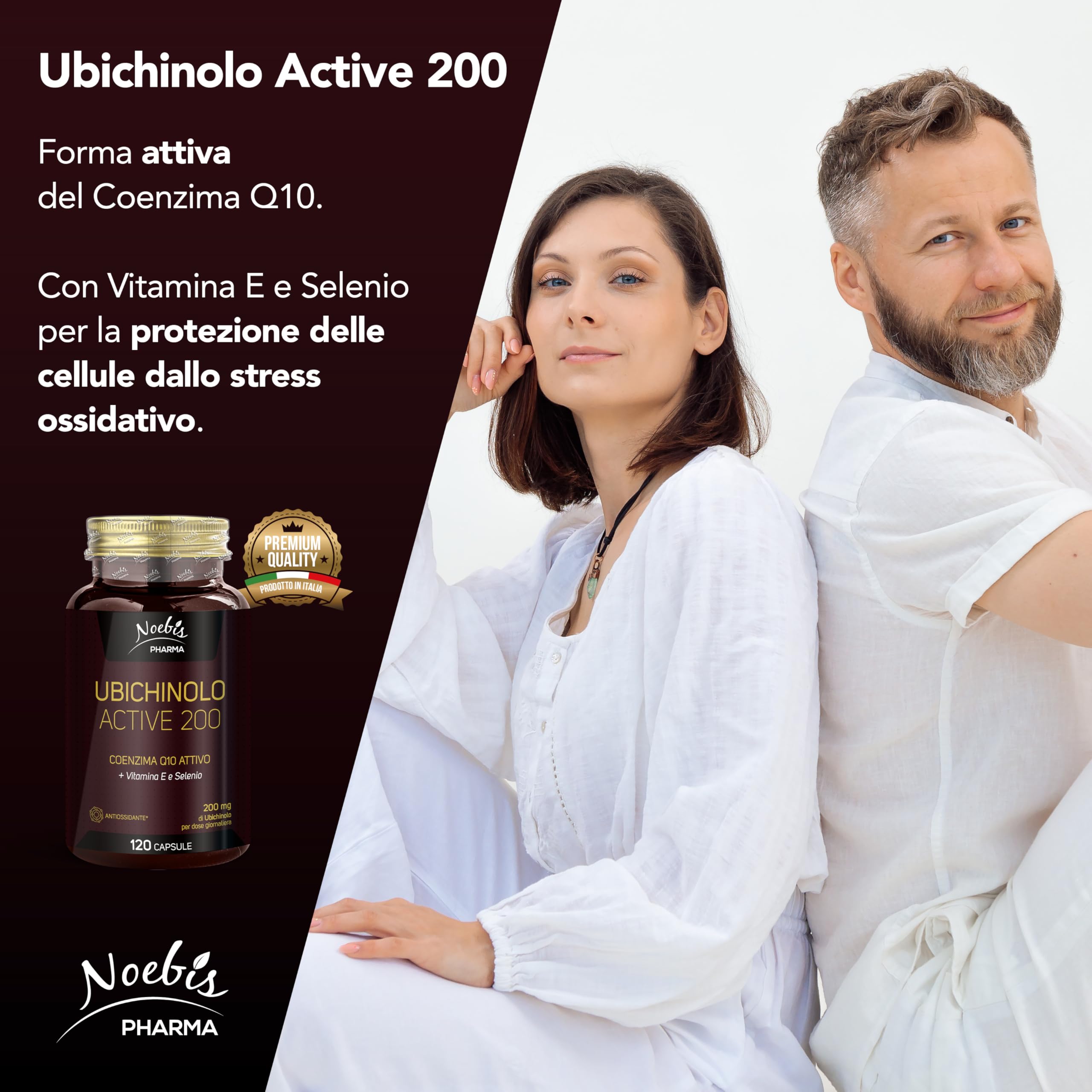 Noebis Pharma Ubiquinolo Active 200 – 720 Capsule (6 x 120) con Vitamina E e Selenio – Coenzima Q10 Attivo – Confezione Sestupla