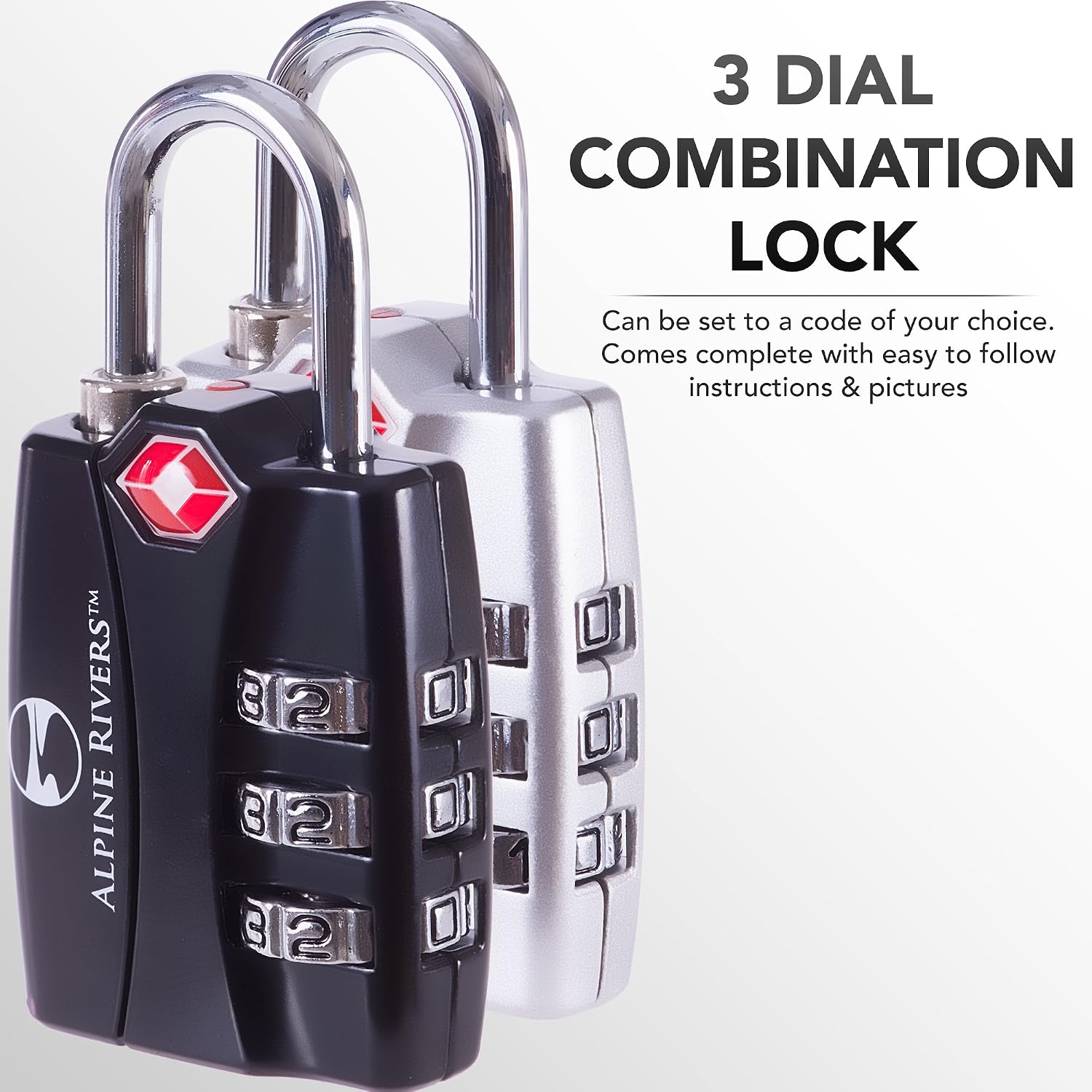 UltraTuff TSA Approved Lock - RED Open Alert Indicator for Luggage & Gym Lockers