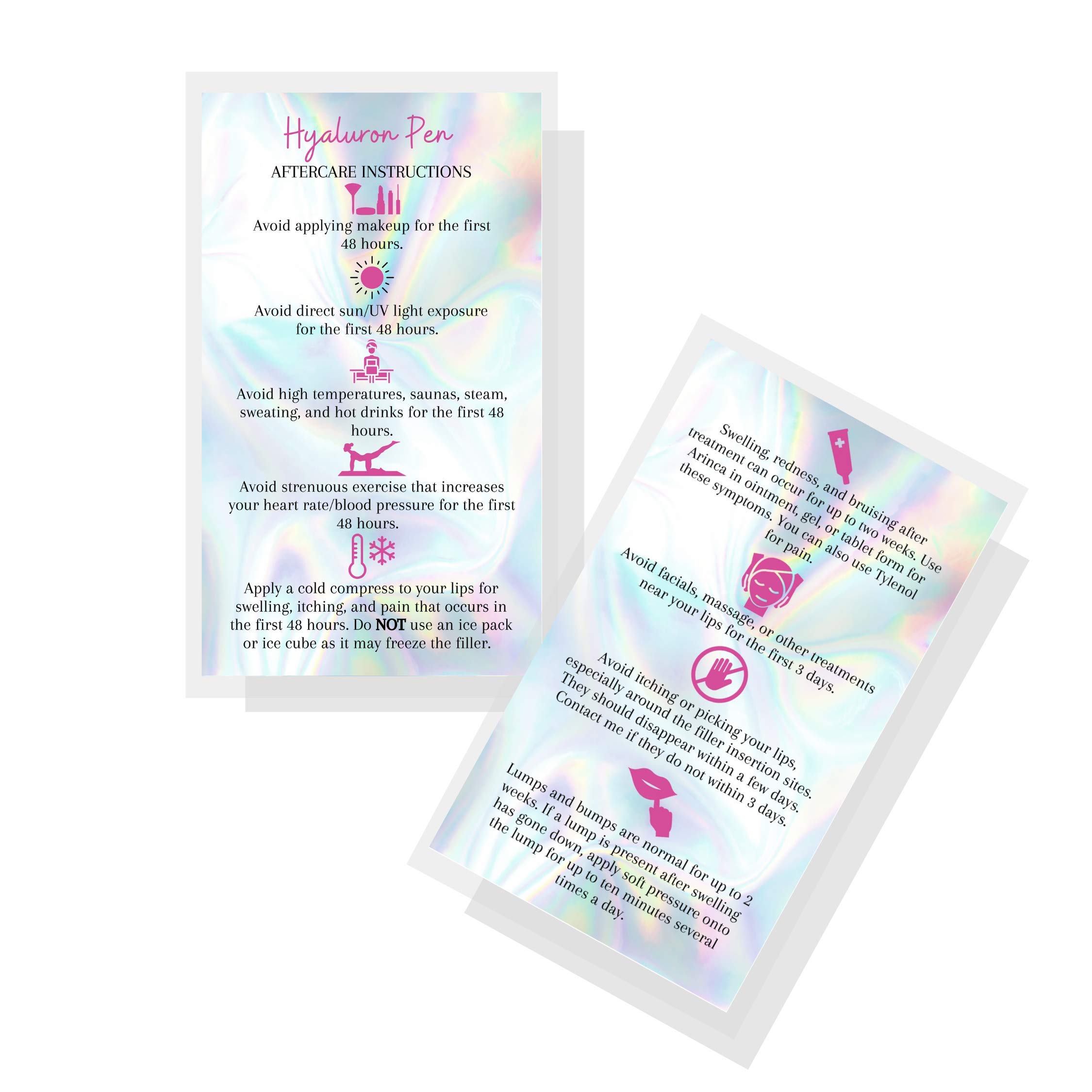 Buy Hyaluron Pen Filler Aftercare Instructions Card 50 Pack Physical Printed 2x3.5” inches