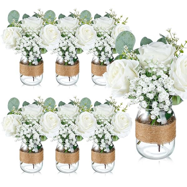 Charming Kitchen Table Centerpiece Ideas for Everyday Style 173 Boho Rose and Eucalyptus Jar Set