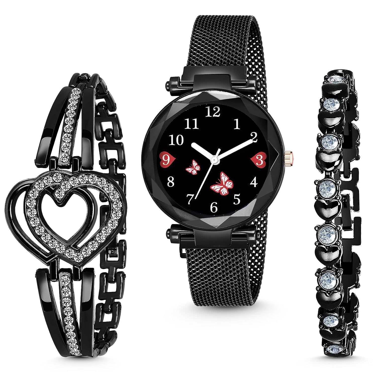 KE GALLERY Women and Girls Analog Dial Magnet Watch with Gift Bracelet Pack of 3 Black (B0CD7BPS56) Amazon Price History, Amazon Price Tracker