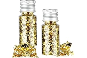 2 Bottles Gold Leaf Sheets Food Cake Gold Foil Decoration Glitter Gold...