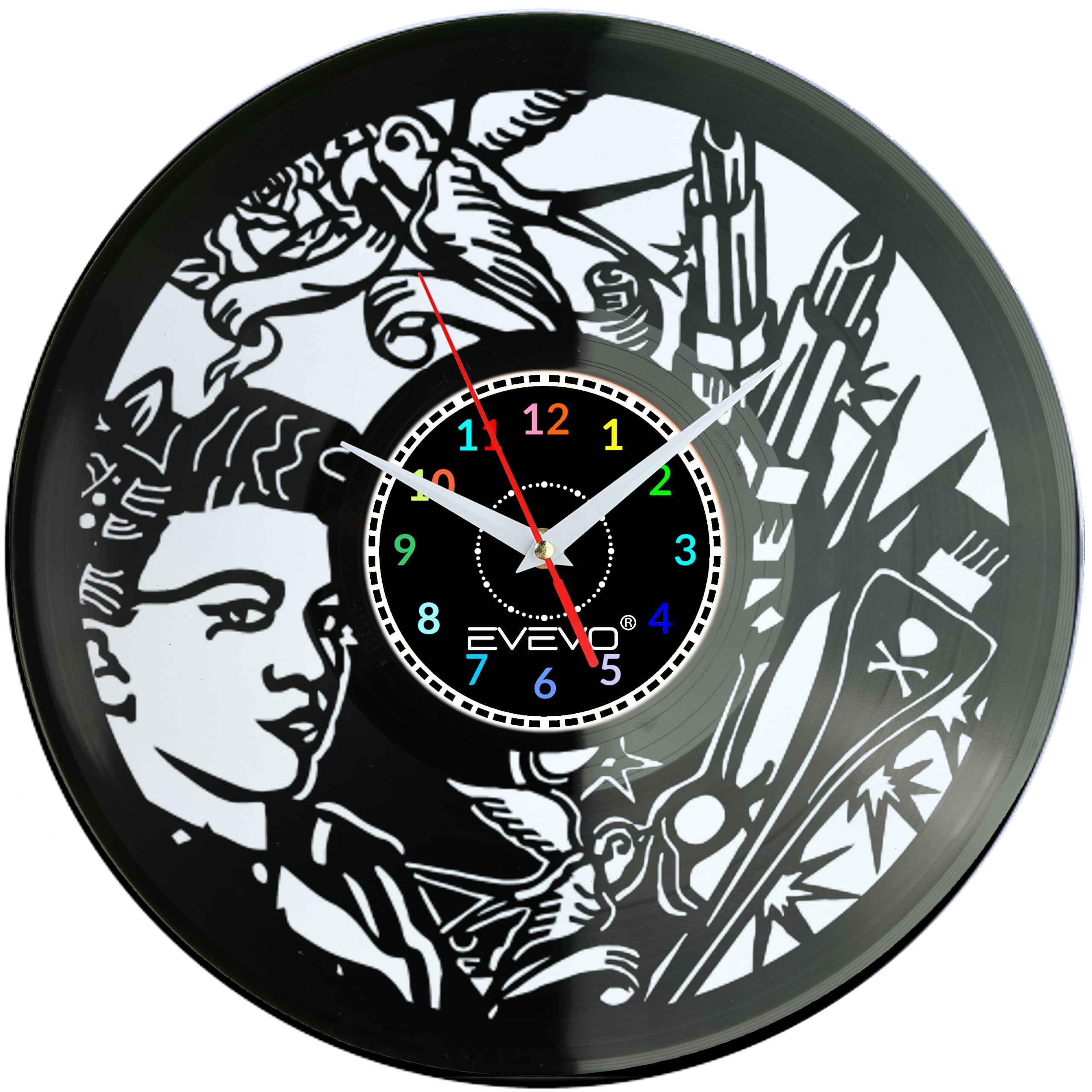 SALON FRYZJERSKI STUDIO URODY PIĘKNOŚC ZEGAR ŚCIENNY FLUORESCENCYJNE TŁO PŁYTA WINYLOWA PREZENT UPOMINEK EVEVO F0074