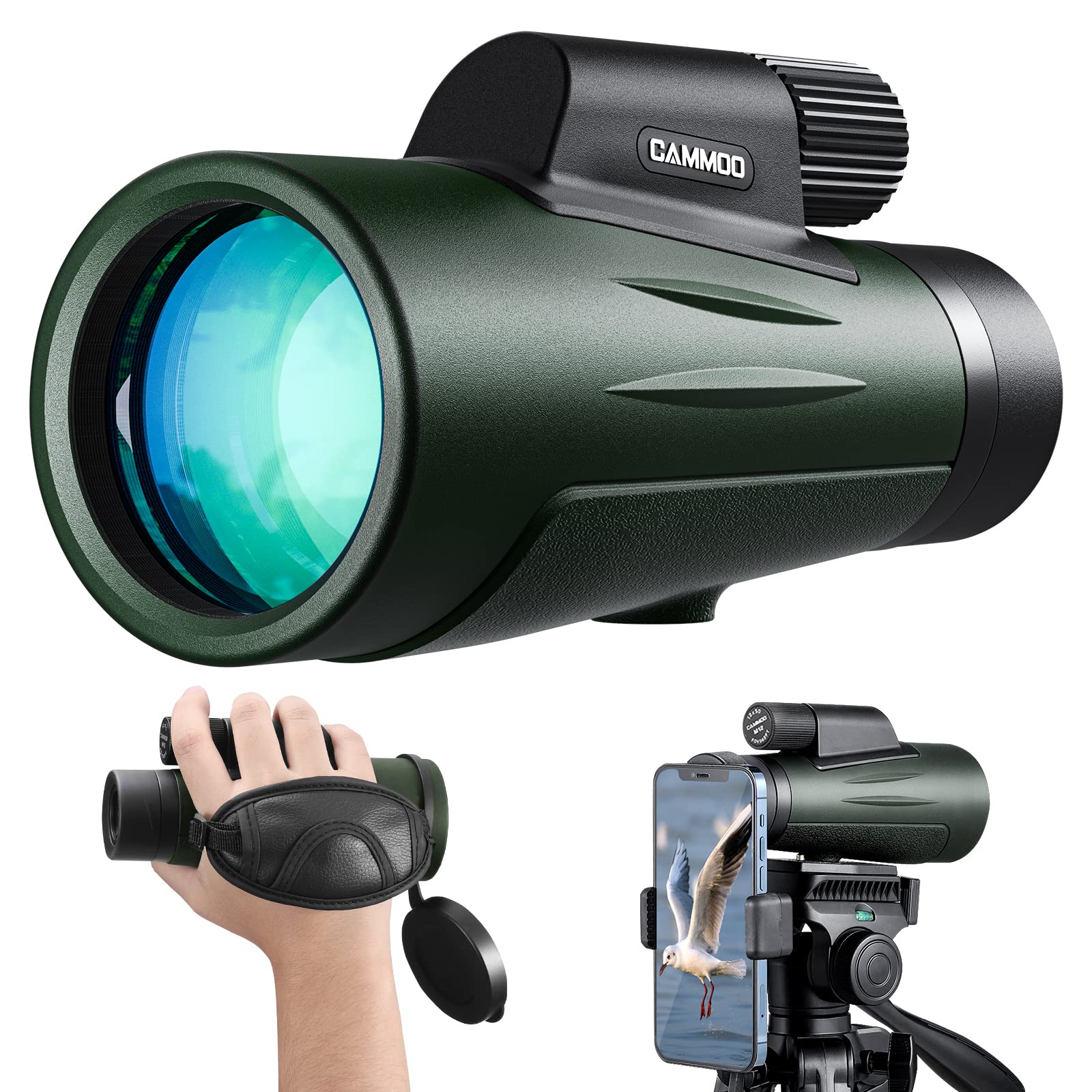 Telescopio monocular, alcance de observación, monocular HD de 12 x 50 con lente SMC y prisma BAK4, IPX7 niebla e impermeable, mono