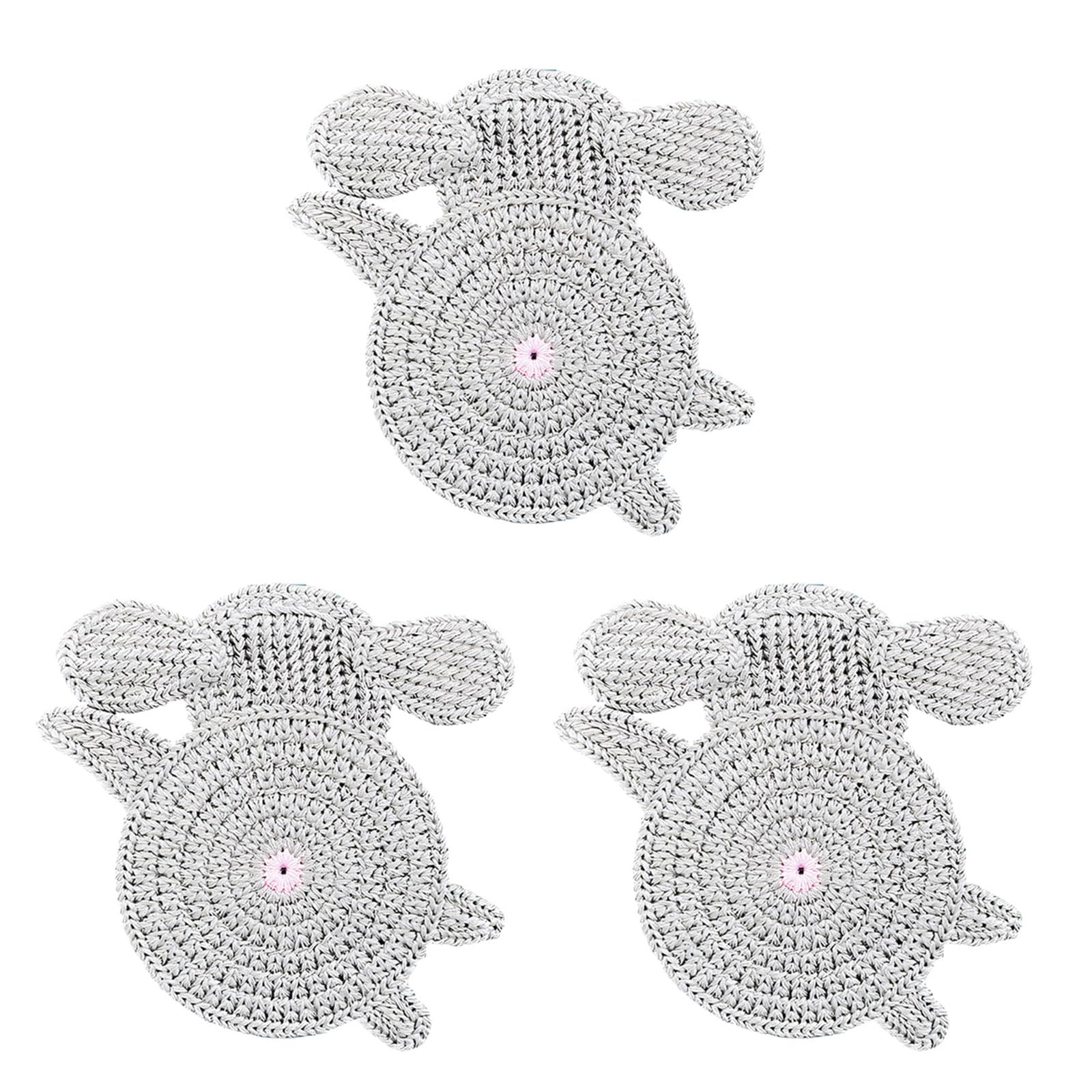 3Pcs Knitted Kitchen Coasters Showcasing Distinctive Pet Designs Excellent for Decorations Pet Themed Coasters