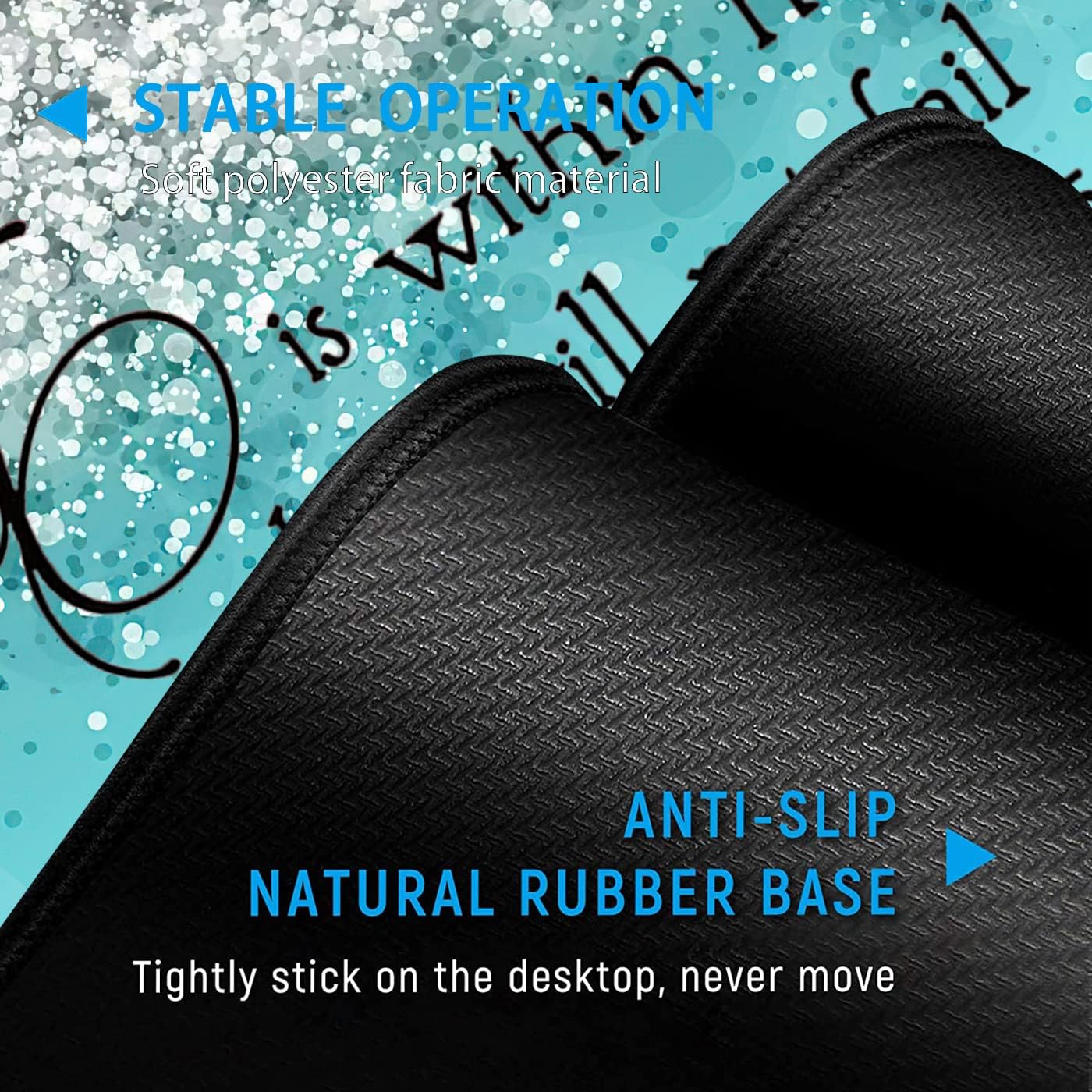 Large Gaming Mouse Pad,Extended Office Desk Mat,Waterproof Desk Writing Pad for Office/Home Ergonomic Mouse &Keyboard Wrist Rest,Psalm 46:5 Pattern Laptop Desk Pad Blue Mousepad Wrist Support