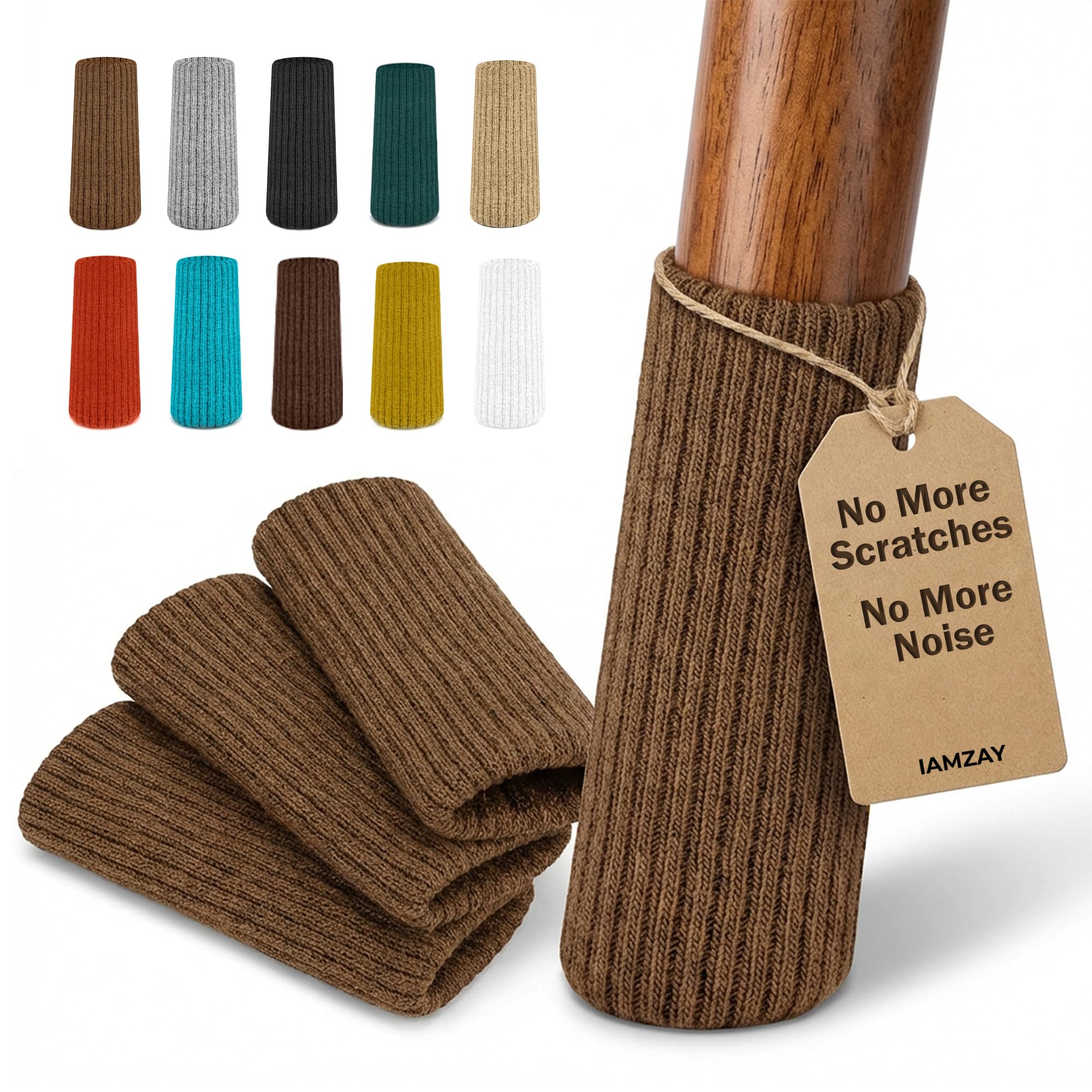 IAMZAY Chair Leg Socks 80 Pcs Brown Furniture Leg Covers Floor Protectors