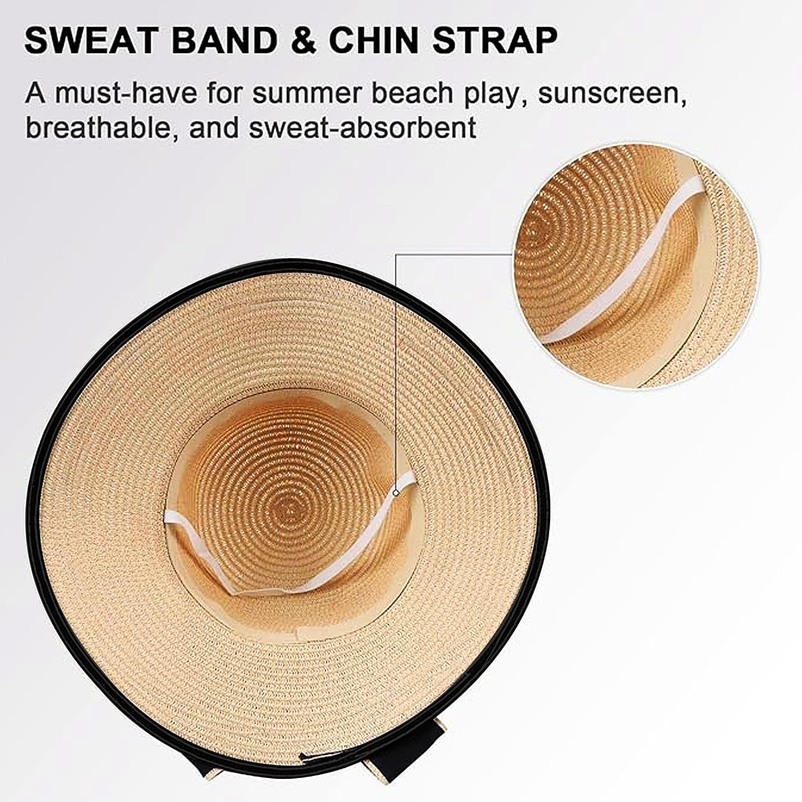RUIXIA Chapeau de Paille pour Fille Large Bord avec Nœud Papillon Pliable d'été 3-8 Ans