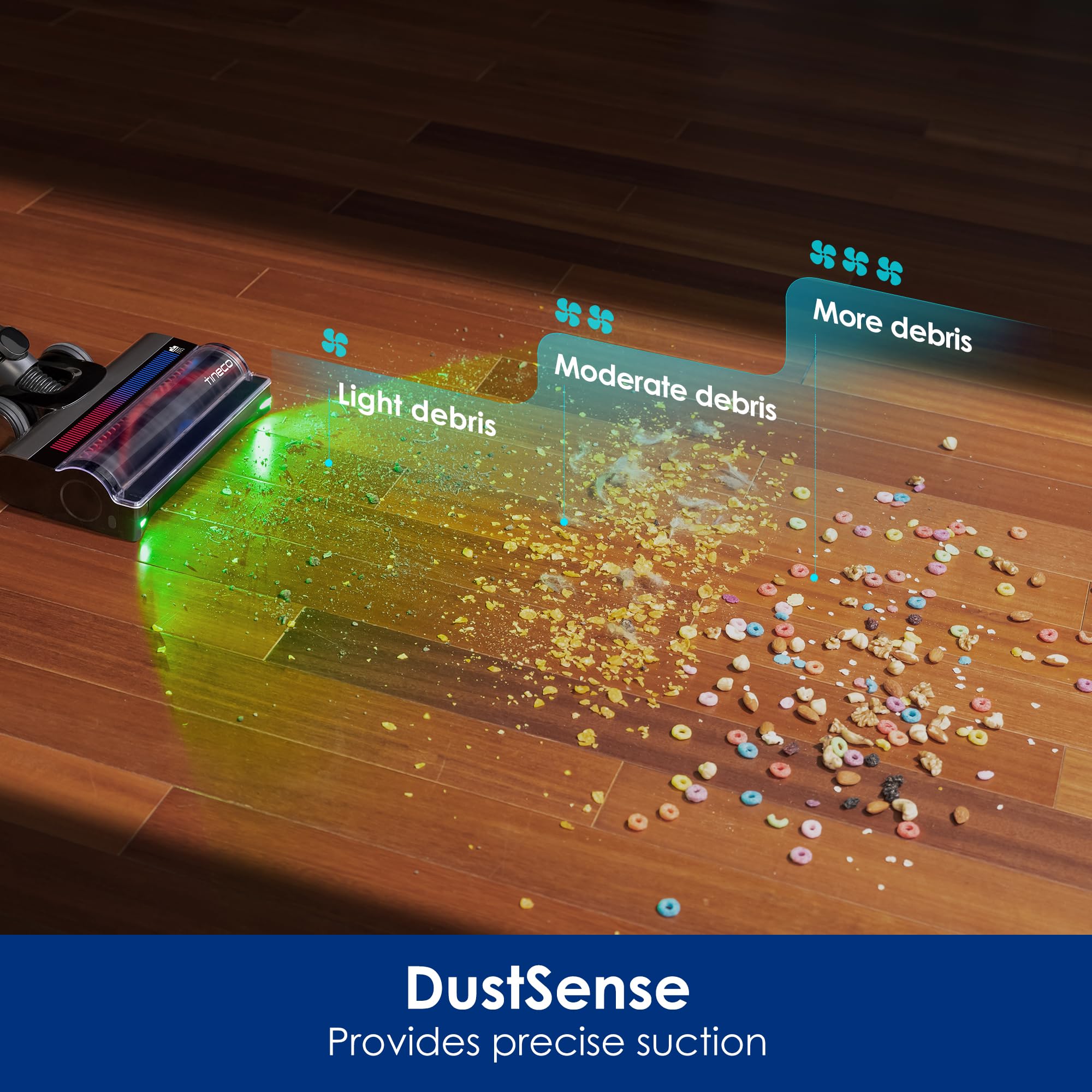 Tineco PURE ONE A90S Bezprzewodowy Odkurzacz Pionowy, Moc Ssania 270AW, Szczotka 3DSense Master, Wykrywanie Krawędzi, do 105 min Pracy, Zielone Światło LED 150°, na Sierść Zwierząt i Dywany | System SmartLift, zielone światło LED, bardzo długi czas pracy