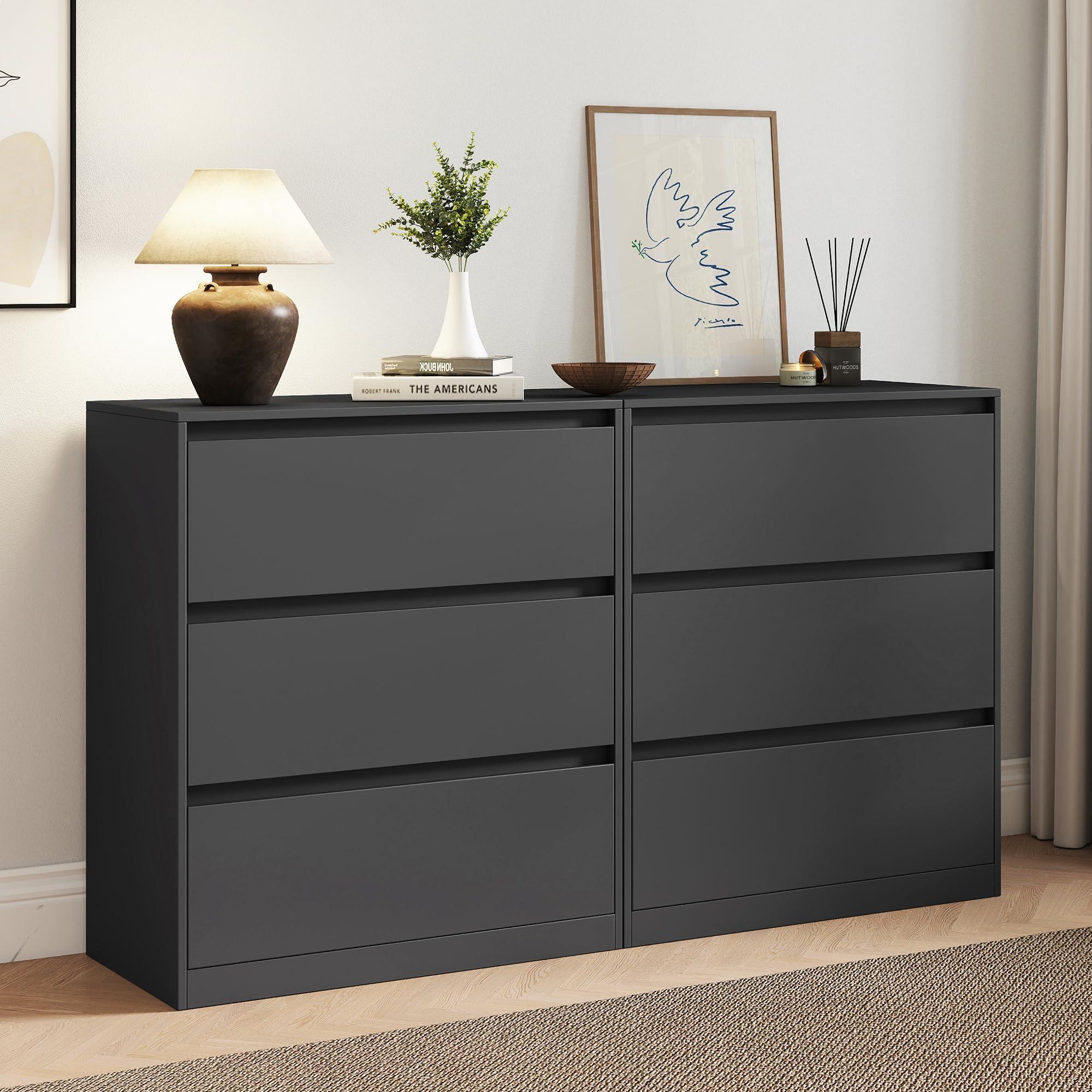 AMERLIFE 63" DIY Modular Storage Cabinet, Double 3-Drawer Freestanding Unit