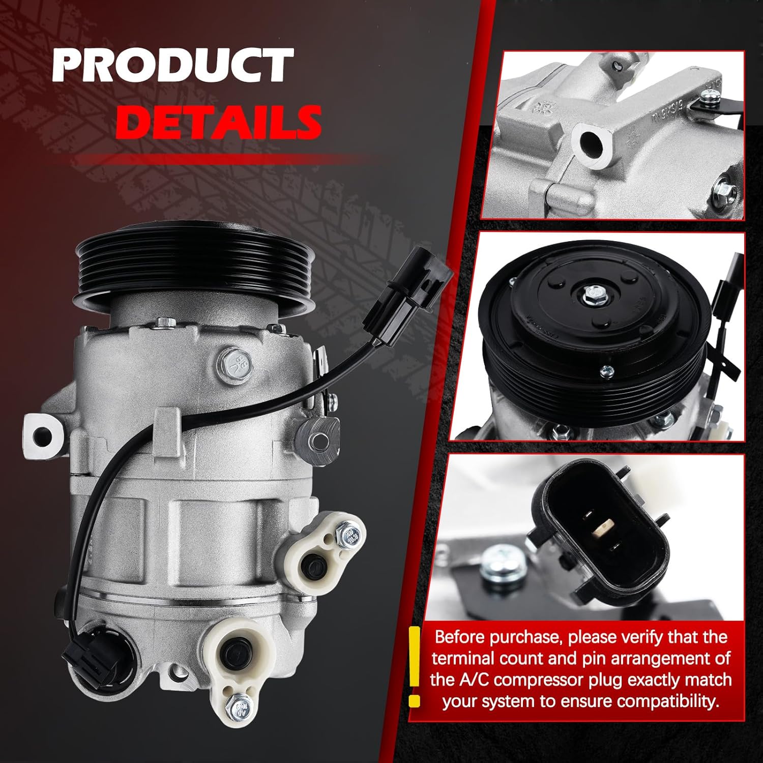 AC Compressor Fit for Elantra 2014-2017 1.8L 2.0L, Elantra GT 2013-2018, Forte Forte5 Forte Koup 2014-2016, Soul 2014-2019, Air Conditioning Compressors W/Clutch for 197383, 198383