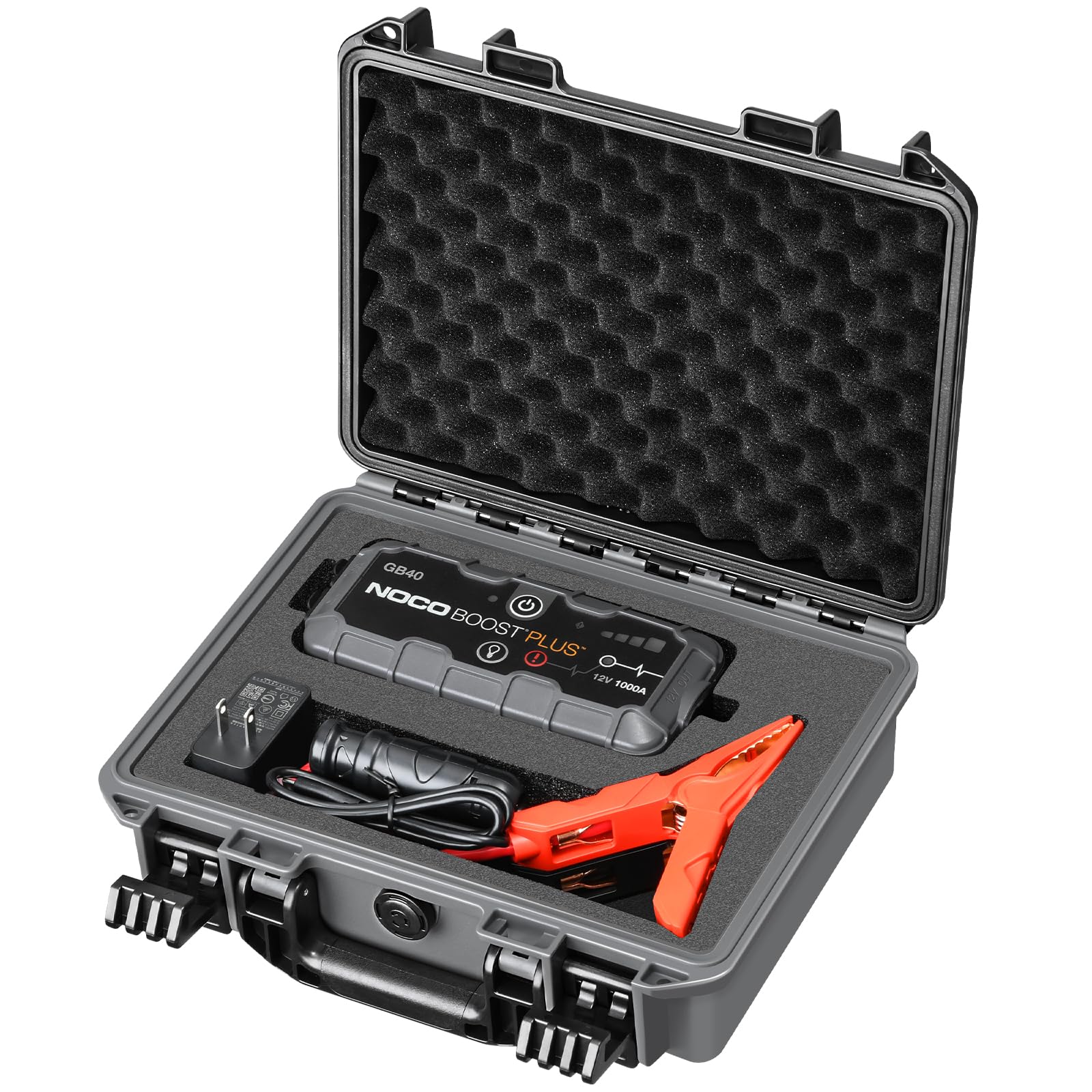 Case for NOCO Boost GB40 & GB20 – Waterproof Hard Shell Carrying Case with Custom Pre-Cut Foam, Shockproof Protective Travel Box Compatible with NOCO GB40/GB20 UltraSafe Jump Starter (Case Only)