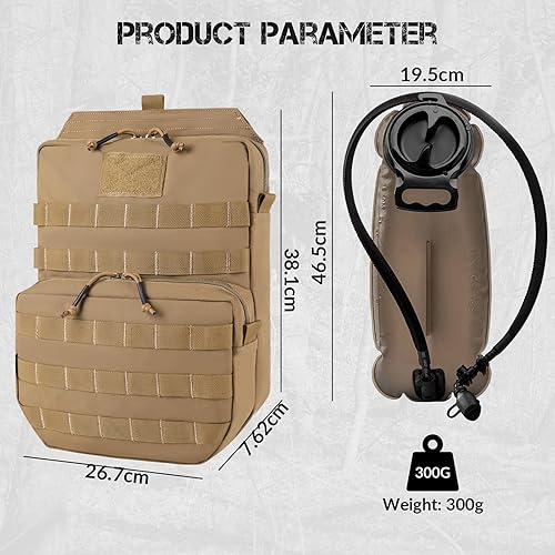 Miniatura 3 de Mochila de hidratación táctica Molle con vejiga interior de 3 litros, bolsa de depósito de agua ligera para mochila de chaleco Molle, para