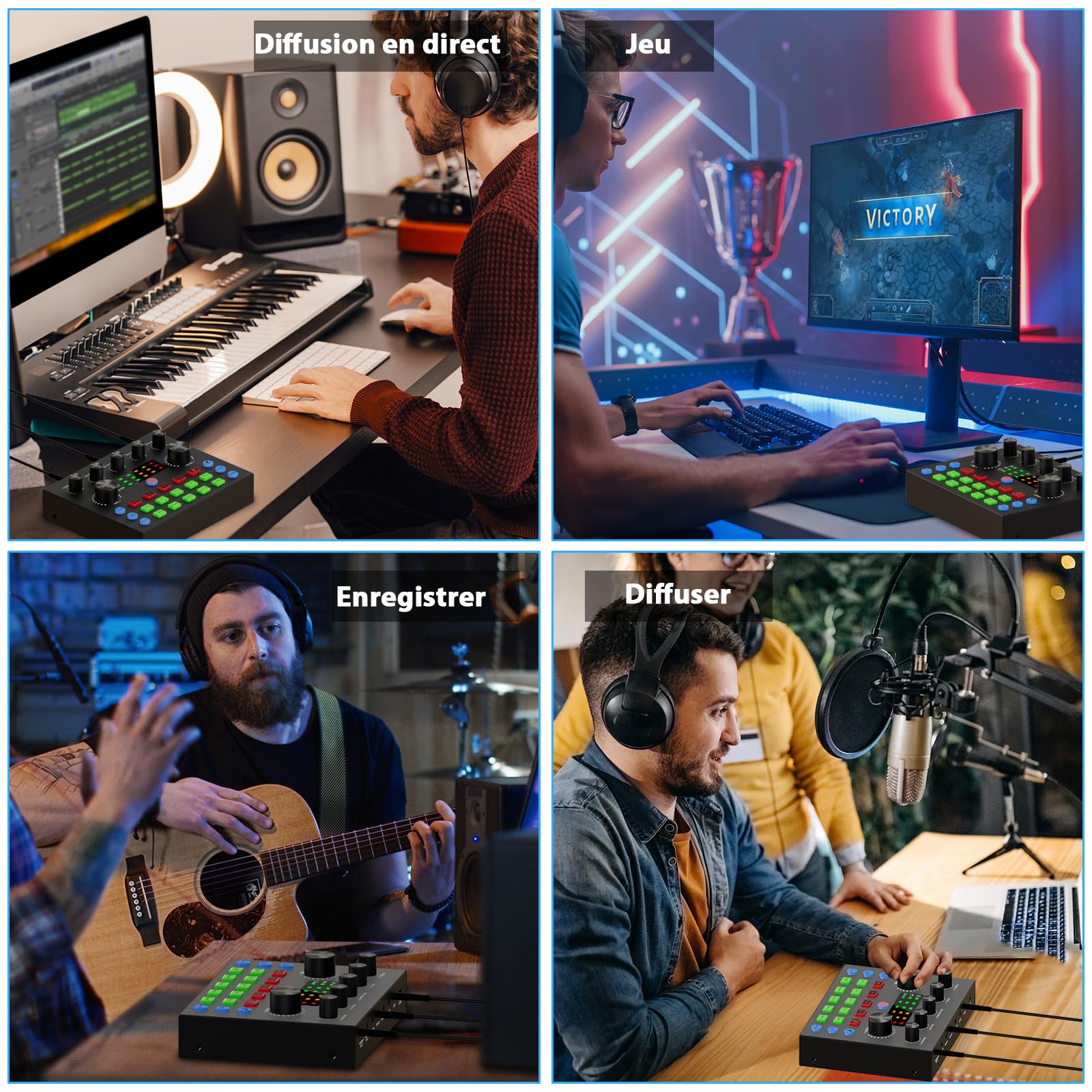 Brvomussy Ensemble d'Équipement Podcast pour 2, Modificateur de Voix et Microphone à Condensateur - Ensemble Microphone Podcast pour Gamers, Podcasting, Enregistrement, Chant, Streaming