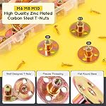 120Pcs Brad Hole Tee Nut with Screws Assortment Kit M6 M8 M10 Carbon Steel T-Nuts Zinc Plated Round Base Female Thread Screw-in Furniture Hardware