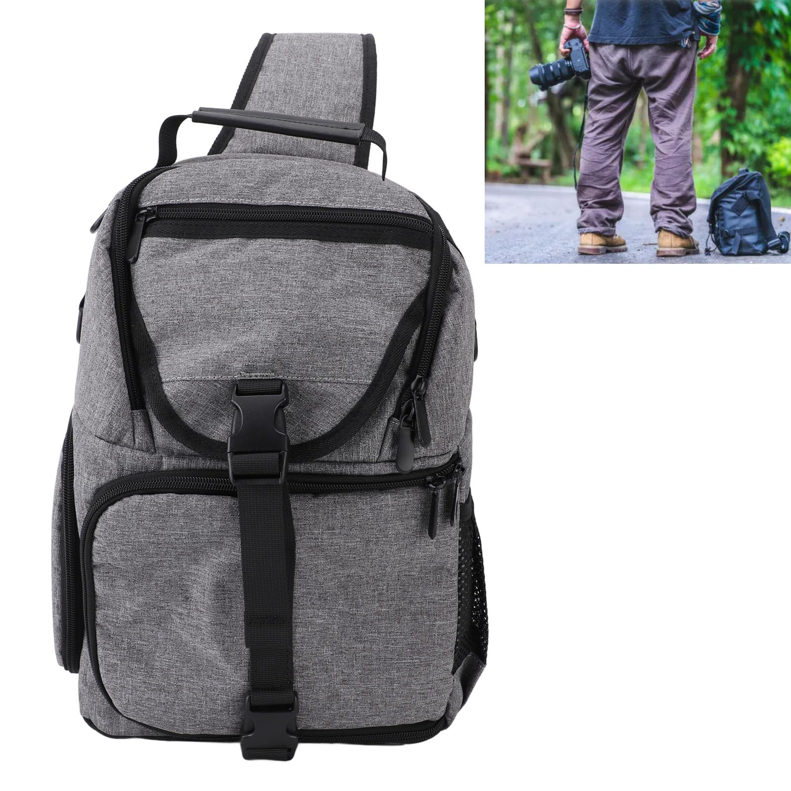 LICAEVEY Zaino per Fotocamera, Borsa a Tracolla per Fotocamera Fotografica DSLR/SLR/Mirrorless, Borsa per Fotocamera Impermeabile e Antiurto con Inserti Modulari Rimovibili Compatibile