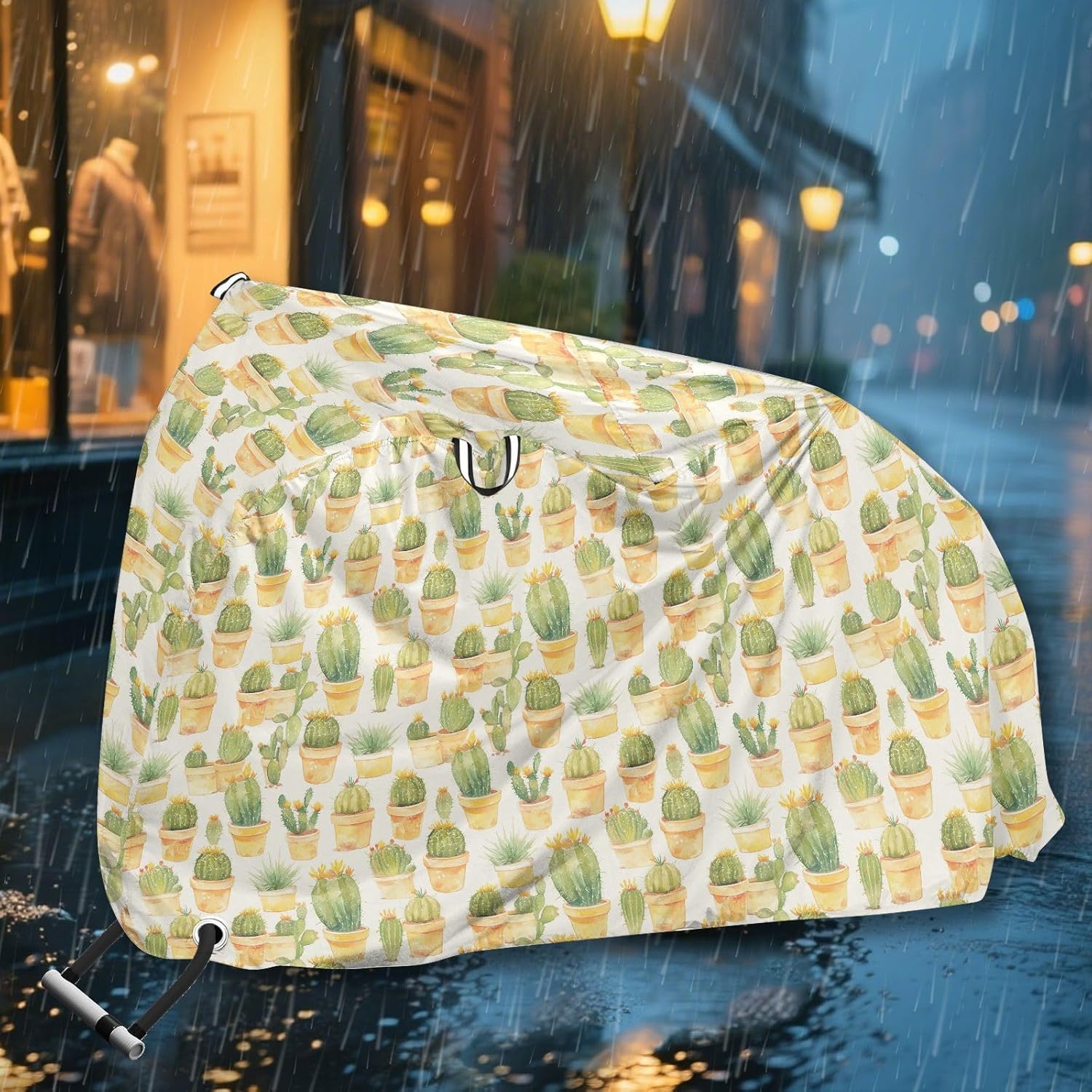 Green Potted Cactus Bike Cover Waterproof Road Bike Cover Bikes Storage