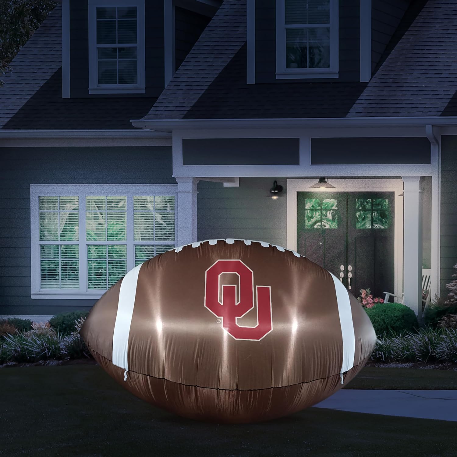 FANMATS NCAA Inflatable Football - Self Inflating Inflatable Display, Built-In Blower & Tethers, Official Team Logo – Show Your Spirit All Year Round