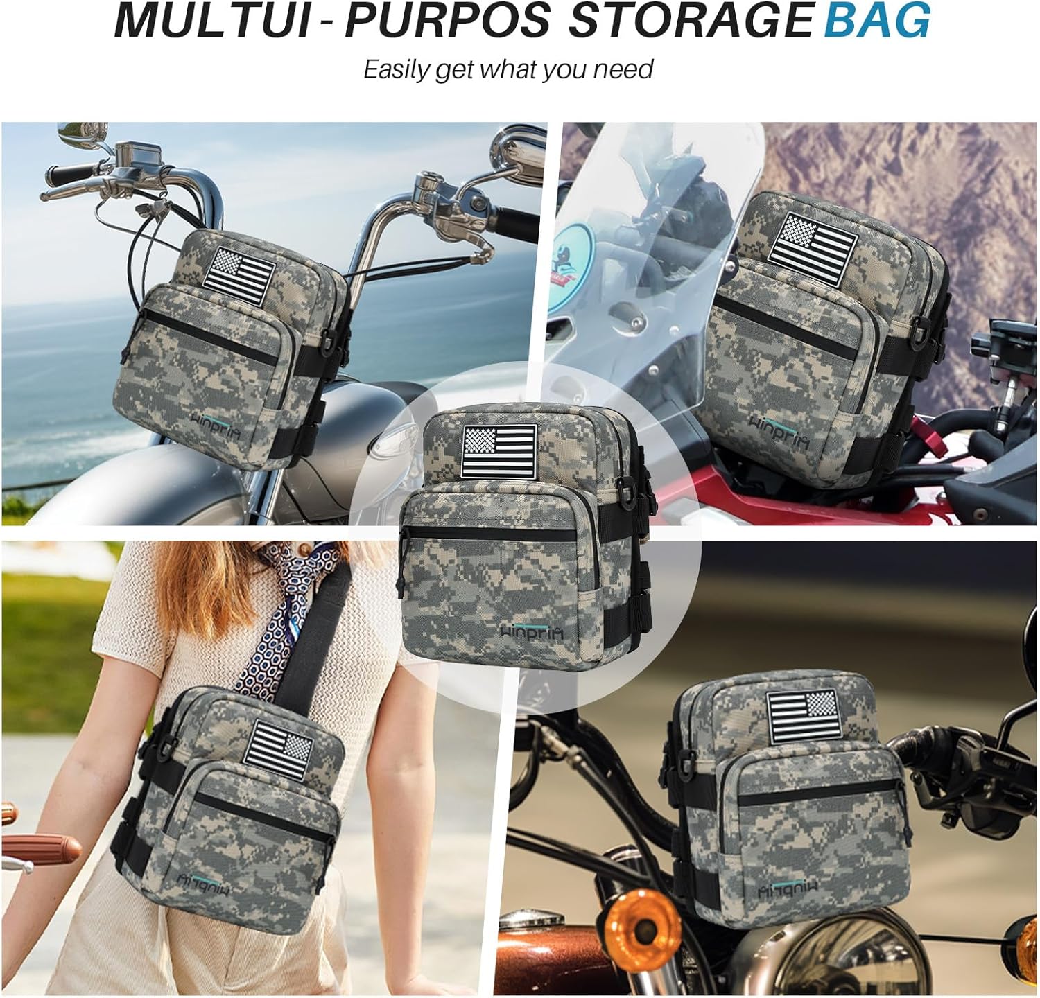 Handlebar Storage Bag for Motorcycles Bicycle, 1000D Durable Motorcycle Tool Bag Waterproof Organizer for Tool Kit, Dirt Bike Accessories, and General Motorcycle Maintenance Supplies