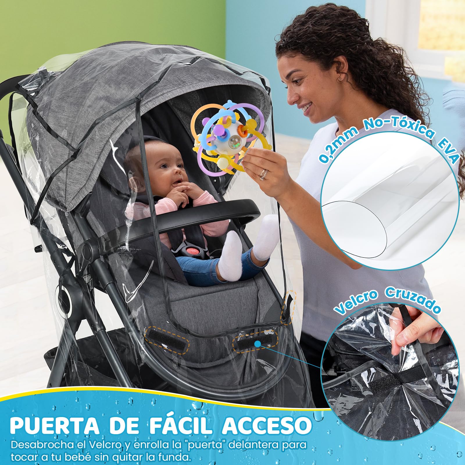 Orzbow Plastico Lluvia Silla Paseo Universal, Transpirable Protector Lluvia Carro Bebe Universal con Ventana, Burbuja Lluvia Universal Silla Paseo Plegable, Ultra Impermeable, Inodora y Duradera