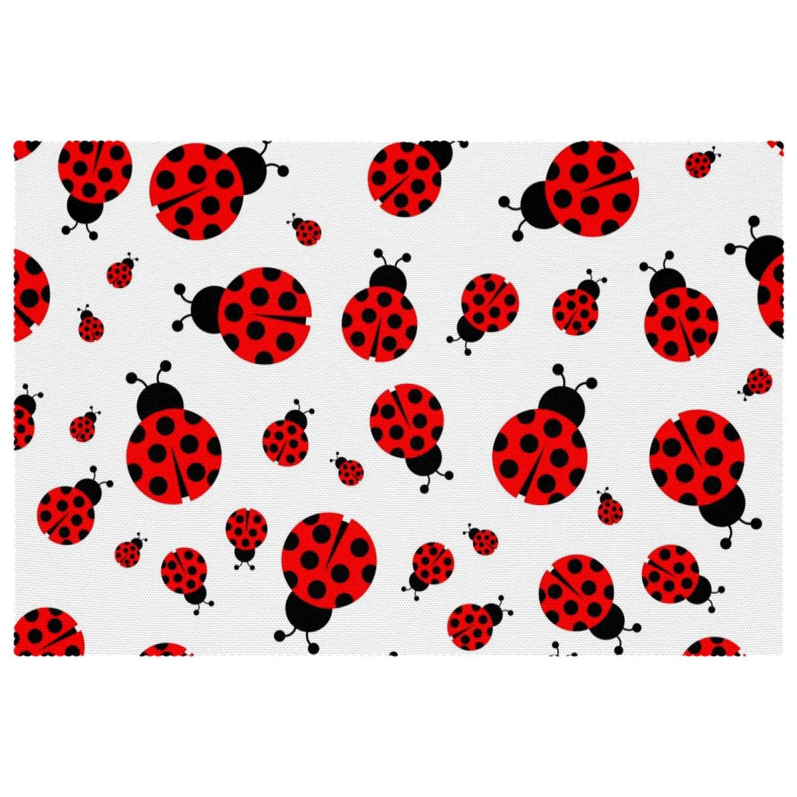 Set de table en tissu Oxford lavable résistant chaleur motif coccinelle