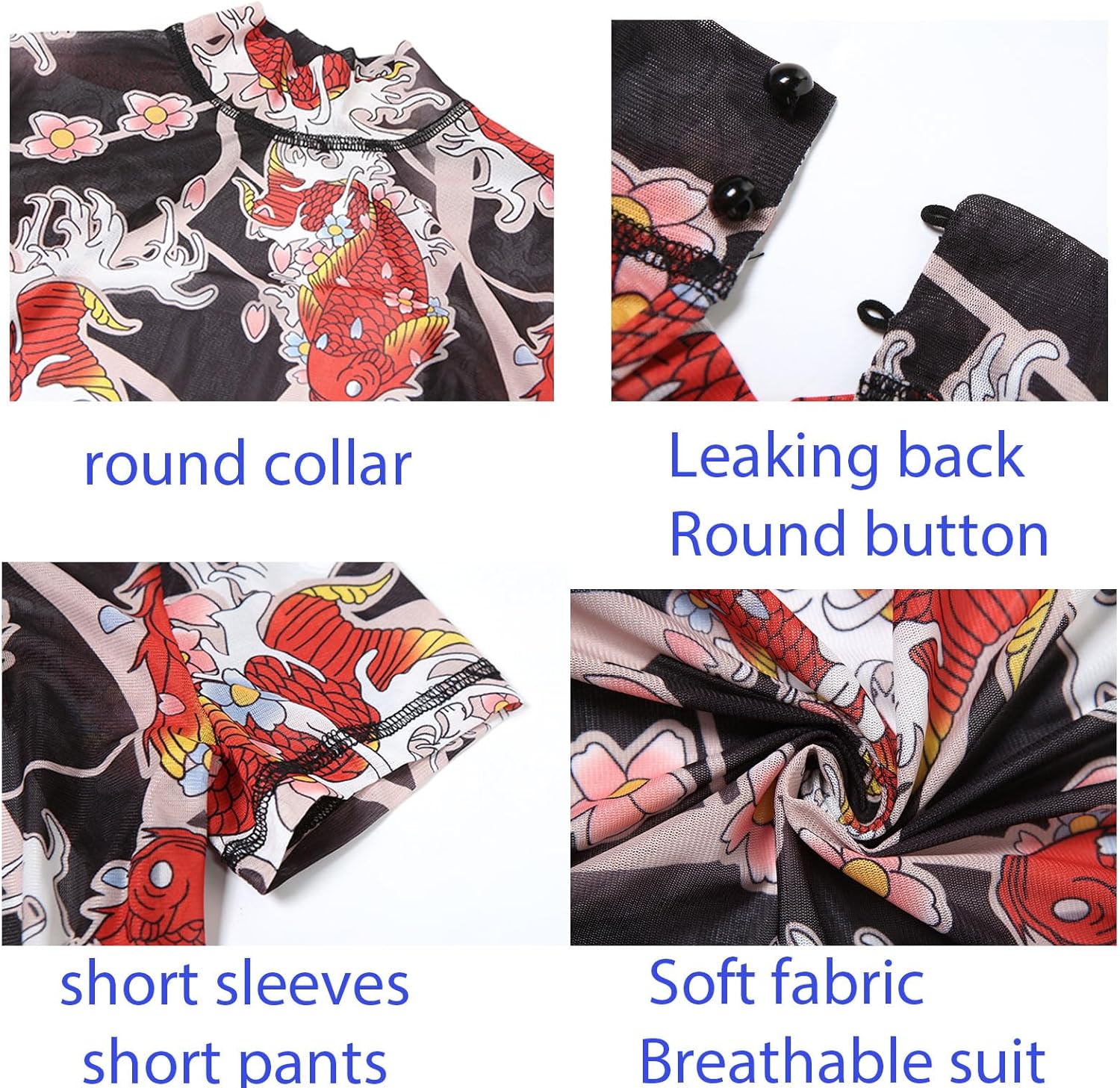 Sexy Jumpsuits for Women, Printed Short Sleeve Backless Romper One Piece Club Outfits for Women, Mesh Bodycon - Image 5