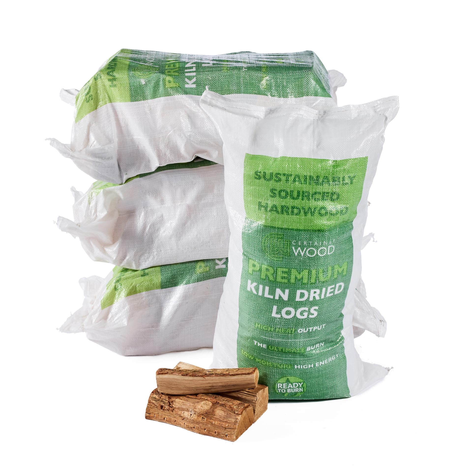 Certainly Wood Premium Kiln Dried Hardwood Logs, 60 Litre Boot Bag, 18kg, Woodsure Approved, 22-24cm Length (4 Boot Bags) — image 1
