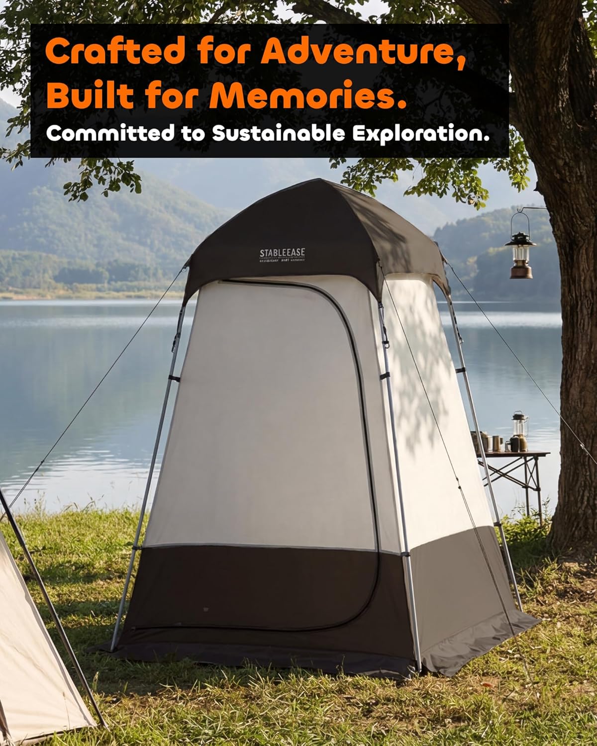 Shower Tent 7.8FT Portable Outdoor Camping Privacy Shelter with Mesh Floor & Carry Bag, Lightweight Sturdy Easy Setup Changing Room for Toilet Beach Hiking Travel, Portable Dressing Room Sun Shelter