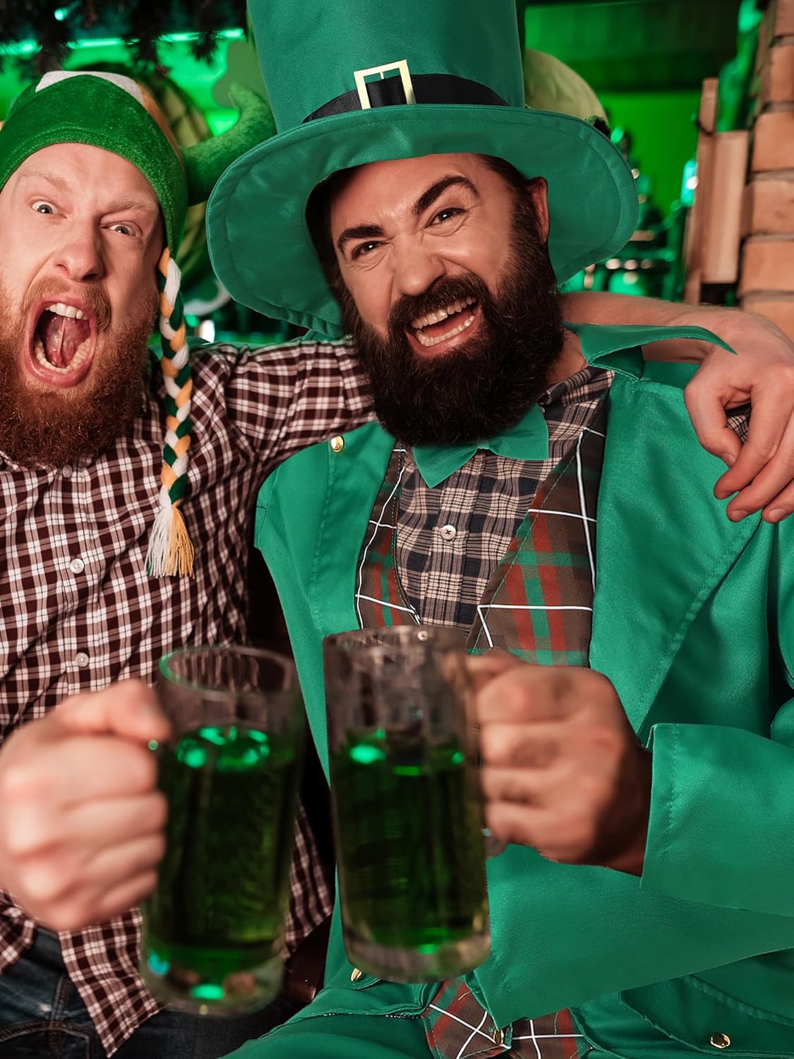 Shihanee 5 Pieces Green Leprechaun Adult Costume St. Patrick's Day Costume Green Irish Paddys for Men Adult - Image 6