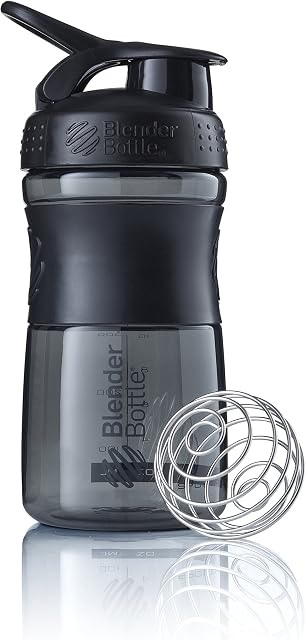 BlenderBottle Sportmixer Tritan Trinkflasche mit BlenderBall, geeignet als Protein Shaker, Eiweißshaker, Wasserflasche oder für Fitness Shakes, BPA frei, skaliert bis 500 ml, 590 ml, fashion schwarz