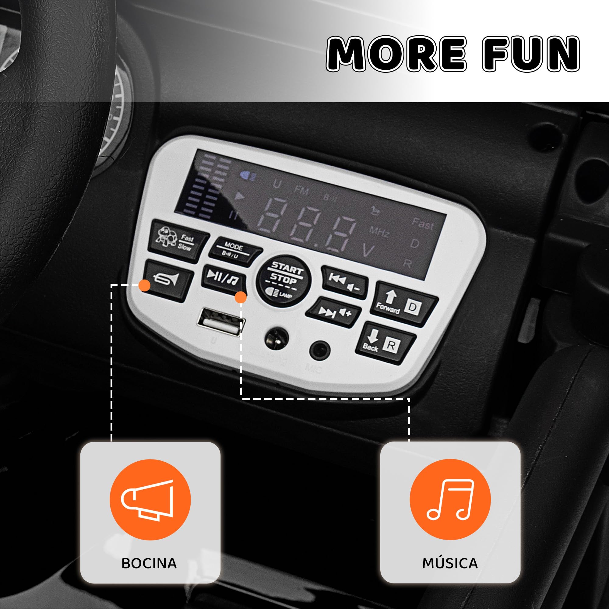 AIYAPLAY Coche Eléctrico para Niños de +3 Años Carro Eléctrico Infantil Todoterreno de Batería 12V con Mando a Distancia Ruedas Amortiguadas Faros LED Bocina Música Negro