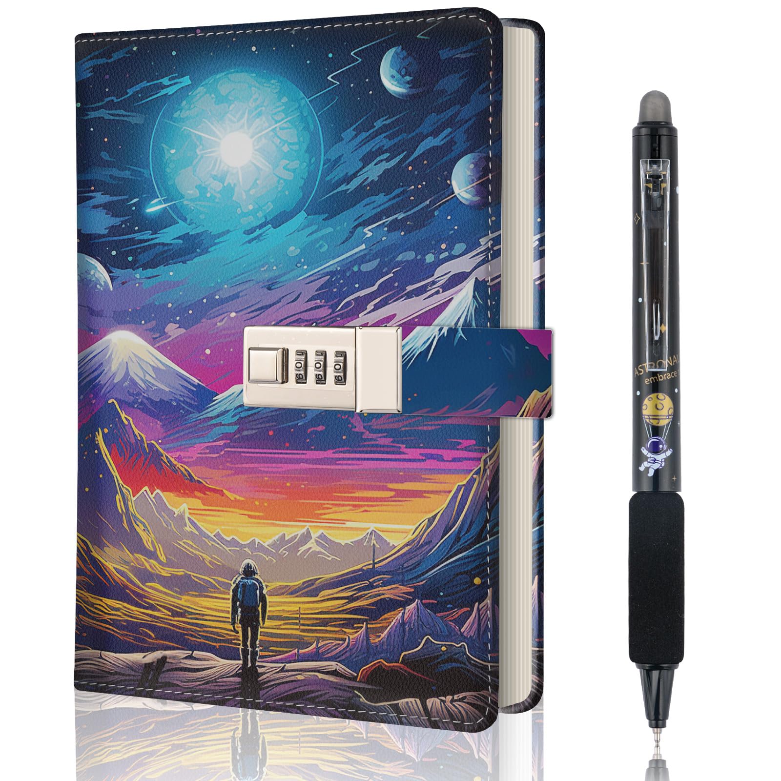 Diary with Lock for Boys Ages 8-12, Adventure Travel Kids Journals for Boys Teen 8-18, Secret Diary for Boy Journal Notebook with Lock & Pen, Back to School Gifts for 9 10 11 12+ Year Old Boy Kid Teen