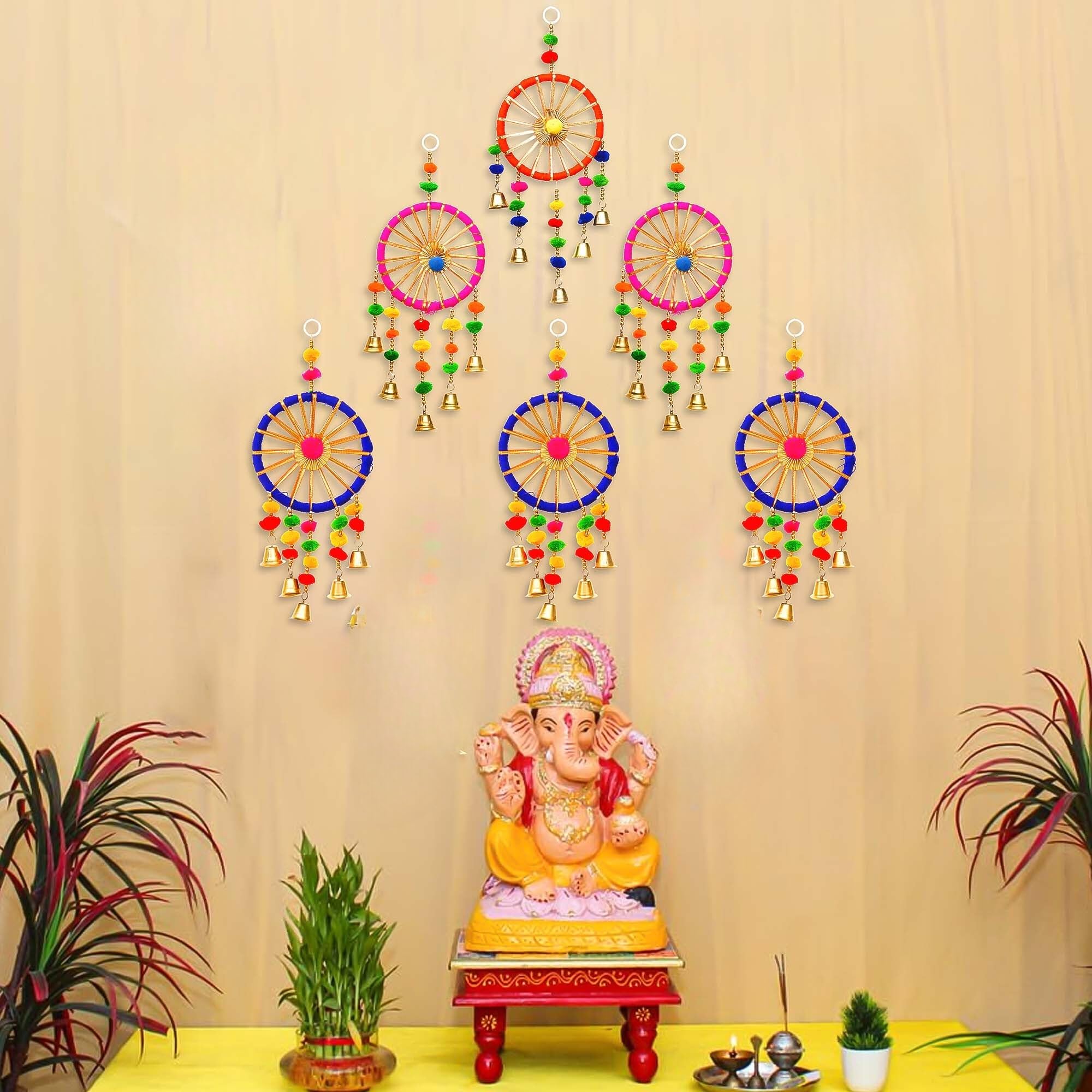 eCraftIndia Gota Patti Bangle & Bells Decorative Wall Latkan Toran for Main Door Entrance, Ganpati Navratri | Door Hangings for Home Decoration | Diwali Decoration Items for Home Decor (Pack of 6) (B0DFCRKMJ5) Amazon Price History, Amazon Price Tracker