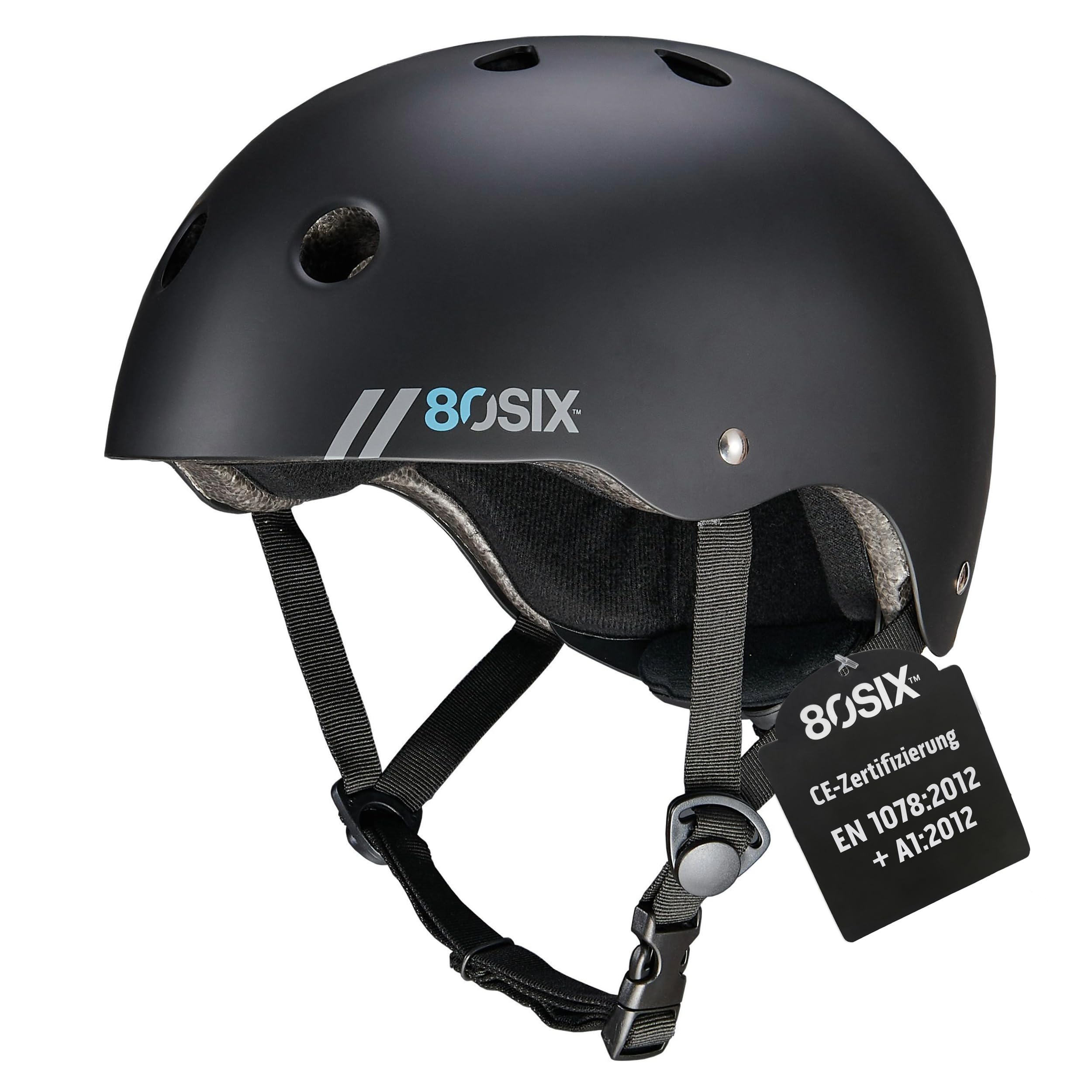 80SIX Hybrid Halo Deluxe Helm mit Fit Dial – CE EN1078 Zertifiziert, Multi-Sport Schutzhelm für Skateboard, Fahrrad, Scooter, BMX und Rollschuhlaufen – Kinder & Erwachsene