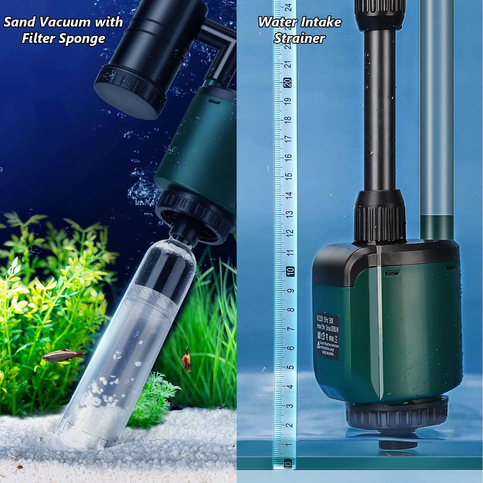 Aspiradora Eléctrica para Acuario, 36W, Sifón 6 En 1 Kit De Limpiador De Grava para Acuario, Juego De Limpieza para Cambio De Agua, Lavado De Arena, Grava Y Suelo