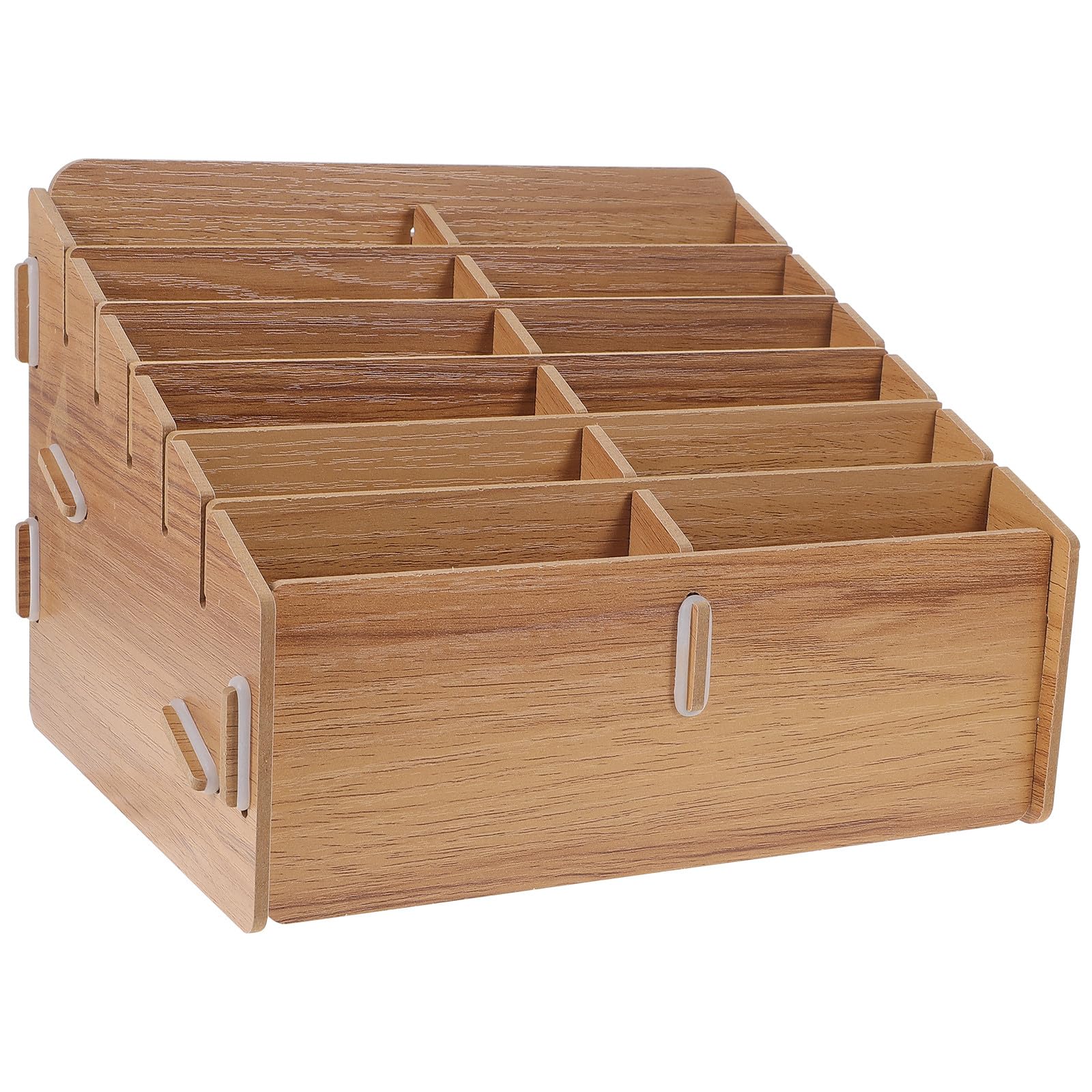 HOMSFOU Organizer per Carte da Gioco in Legno Noce a 12 Scomparti, Scatola Porta Carte da Scrivania Compatta e Leggera per Protezione e Organizzazione, Custodia Resistente Bordi