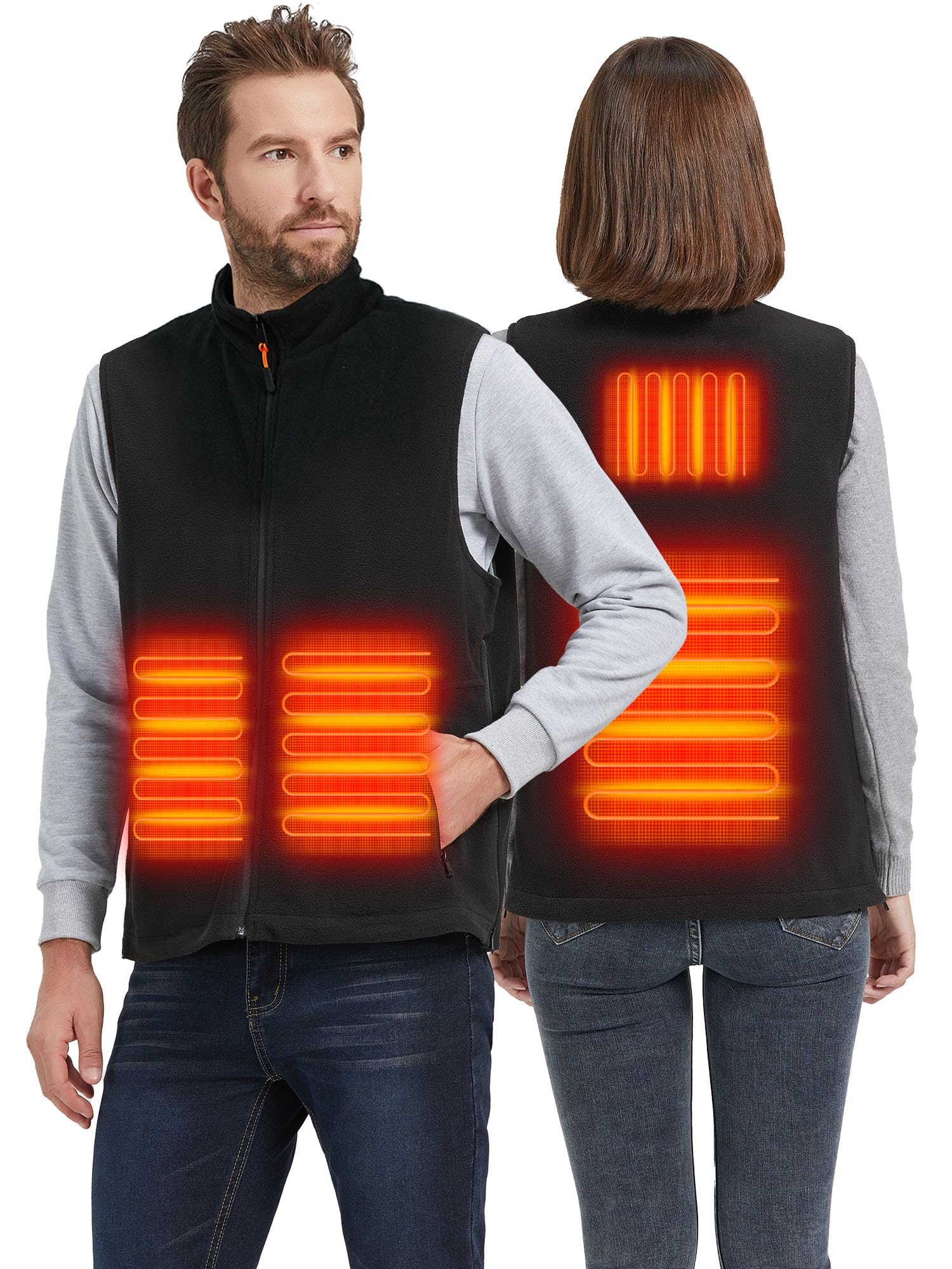 NABIYE Gilet Riscaldato Uomo Donna, Ultra Sottile in Fibra di Carbonio Giubbotto Riscaldato, Gilet in Pile Lavabile per Attività all'aperto in Inverno, Ricaricabile(Batterie non incluse)