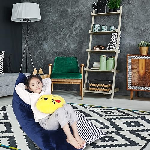 Miniatura 37 de LOLOMLO Funda para puf de almacenamiento de animales de peluche, terciopelo rosa, organizador de asiento para niños, adolescentes y adultos, sofá