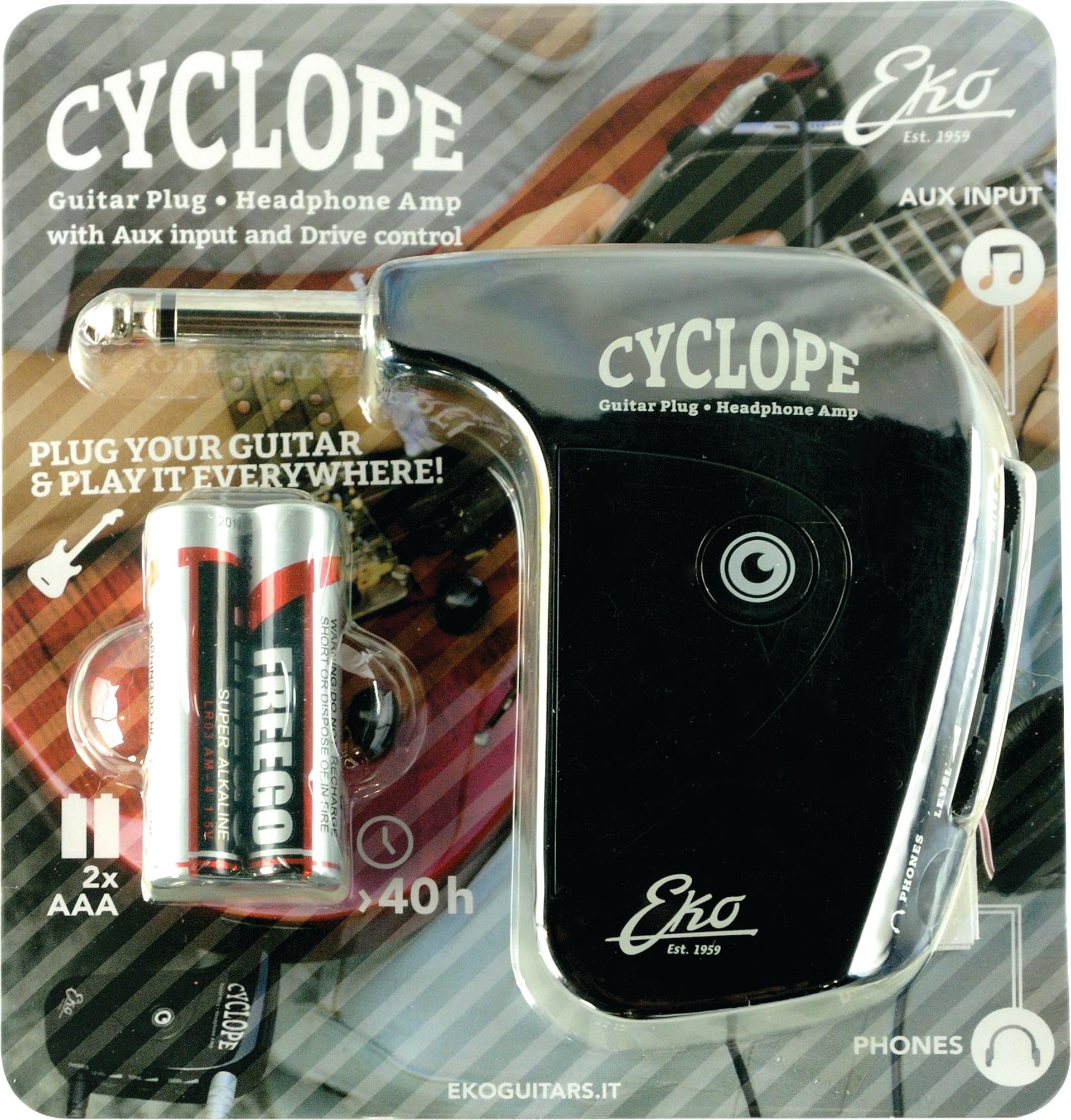EKO GUITARS Cyclope Amplificatore per Cuffia Drive Control AUX input GAIN TONE LEVEL