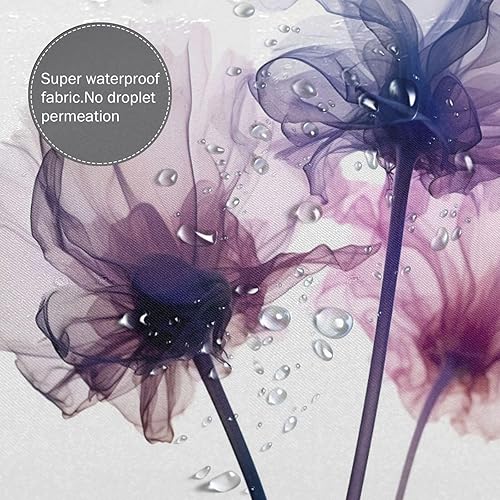 Miniatura 4 de YLATY2949 - Cortina de ducha de flores abstractas para baño, juego de cortinas de ducha bohemias florales moradas, tela transparente, moderna,